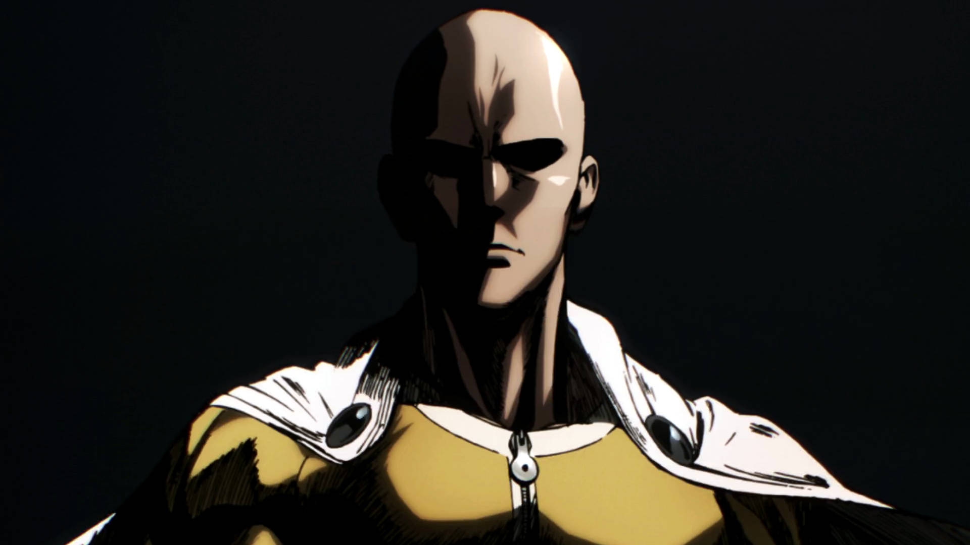 Saitama, yellow and white suit, bald anime hero, Full HD Desktop Wallpaper