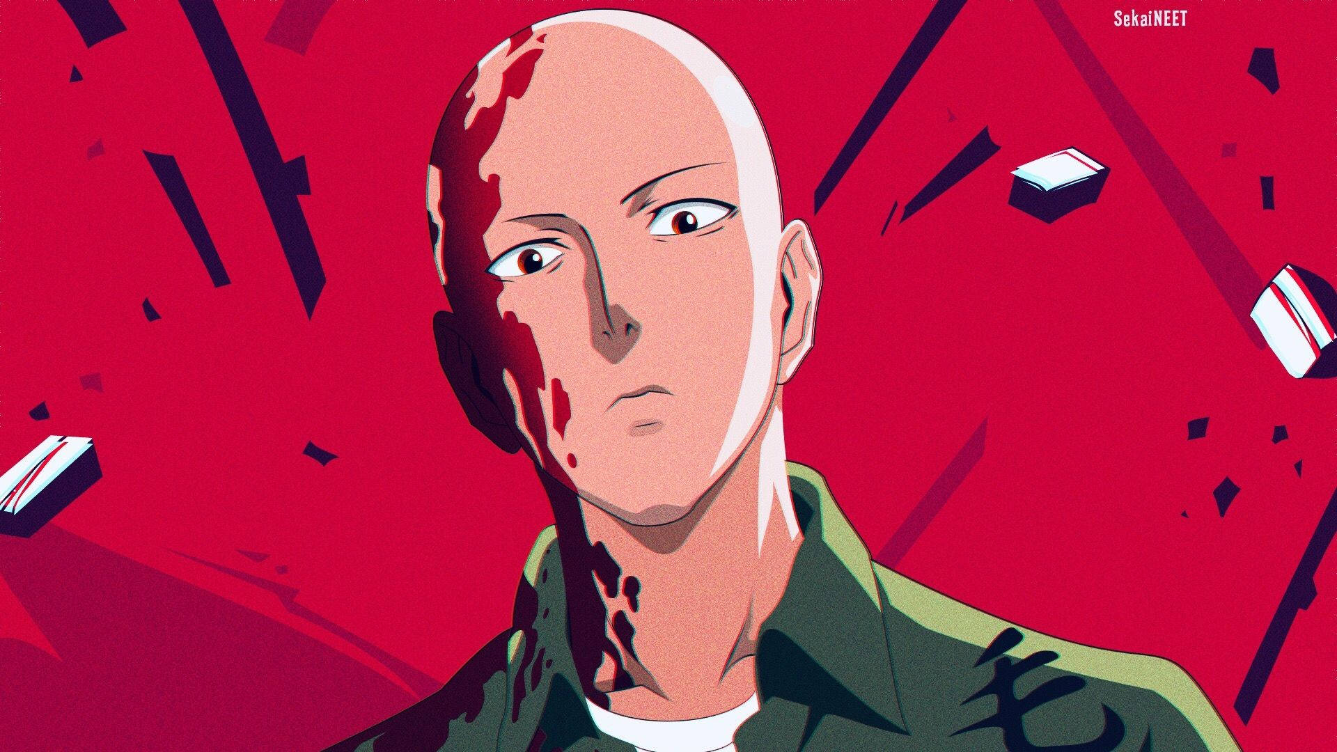 Saitama, bloody, bald anime man, Full HD Desktop Wallpaper