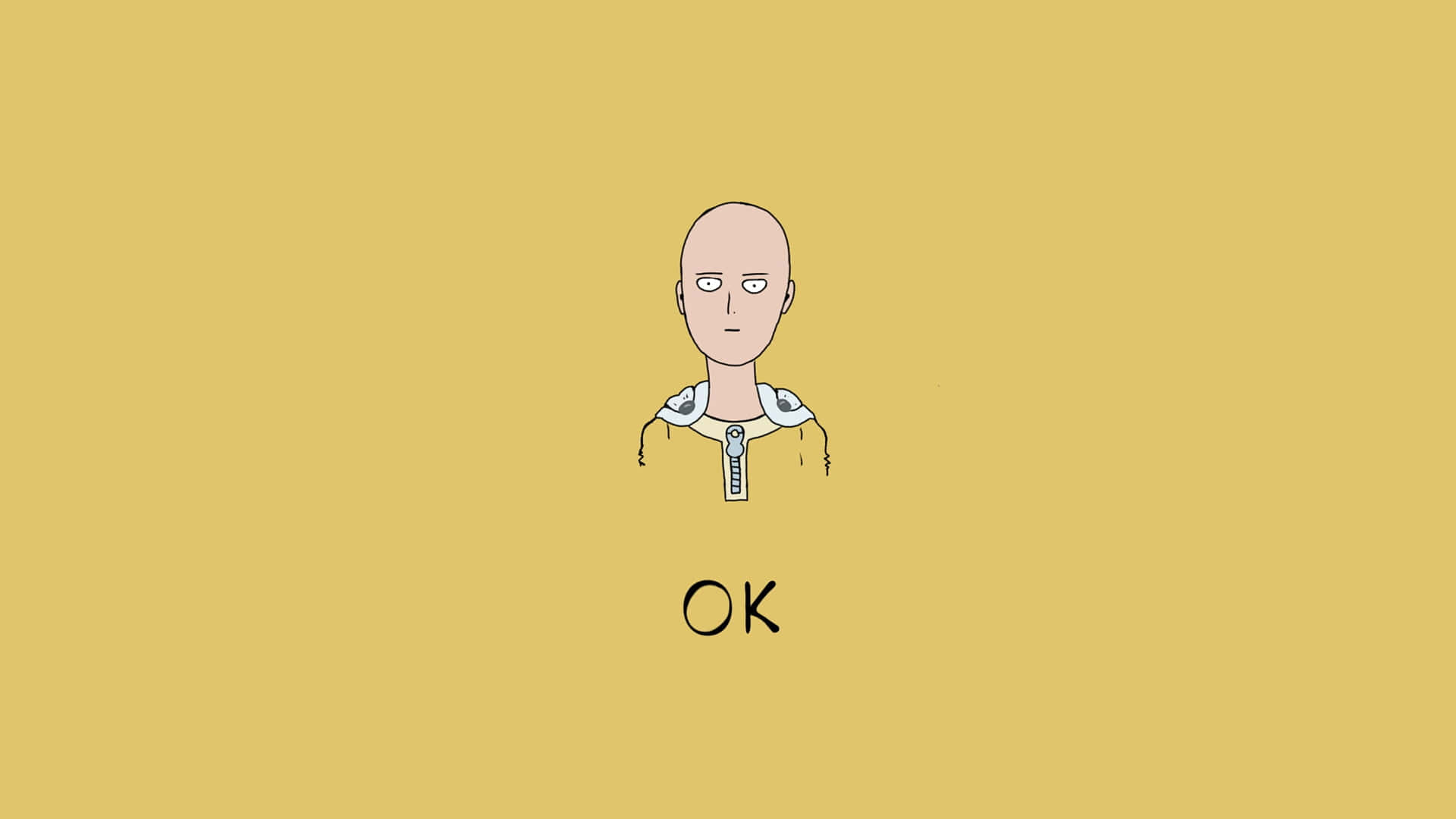 Saitama, mustard yellow, minimalist illustration, Full HD Desktop Wallpaper