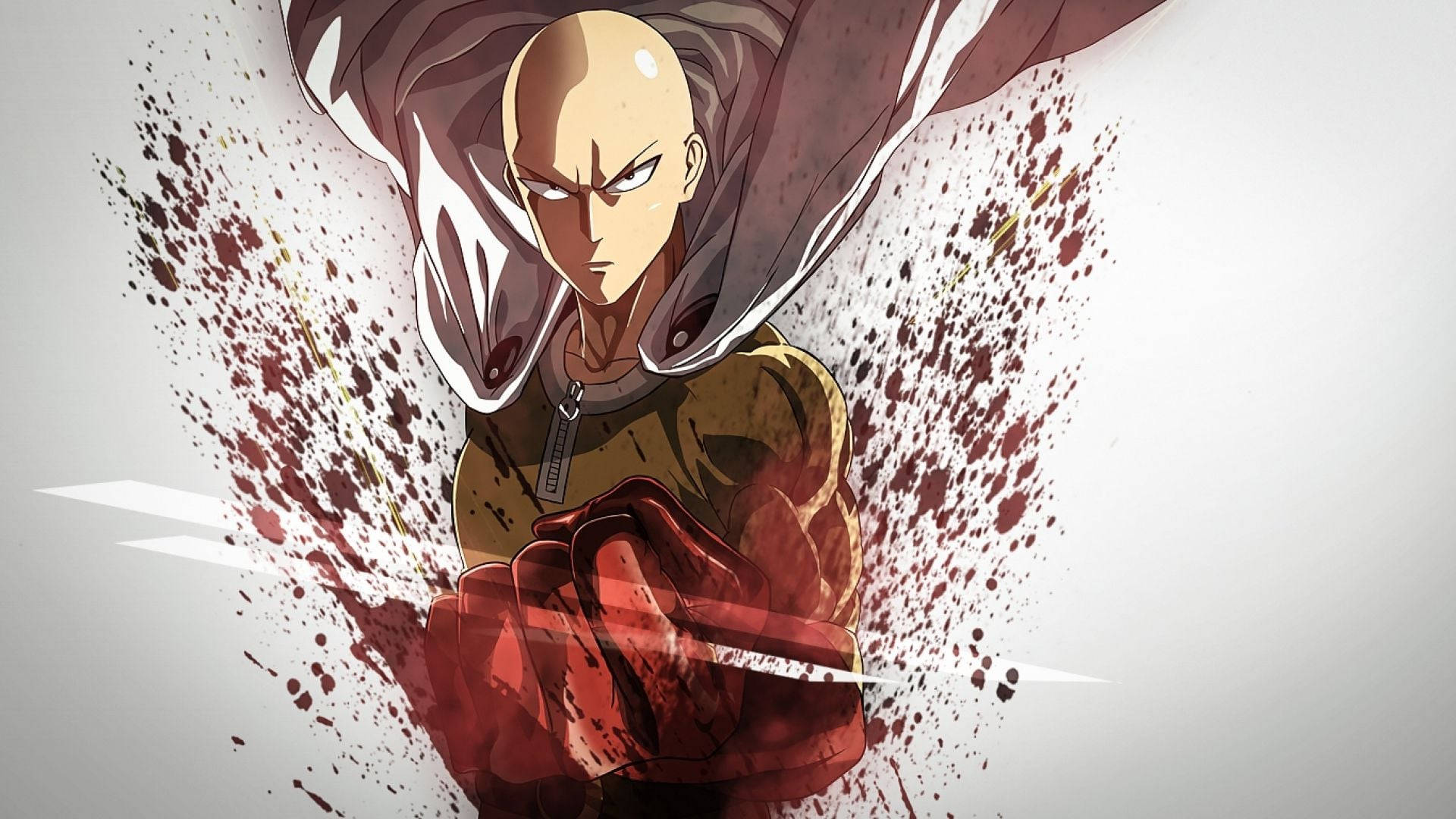 Saitama, bald anime warrior, cape, Full HD Desktop Wallpaper