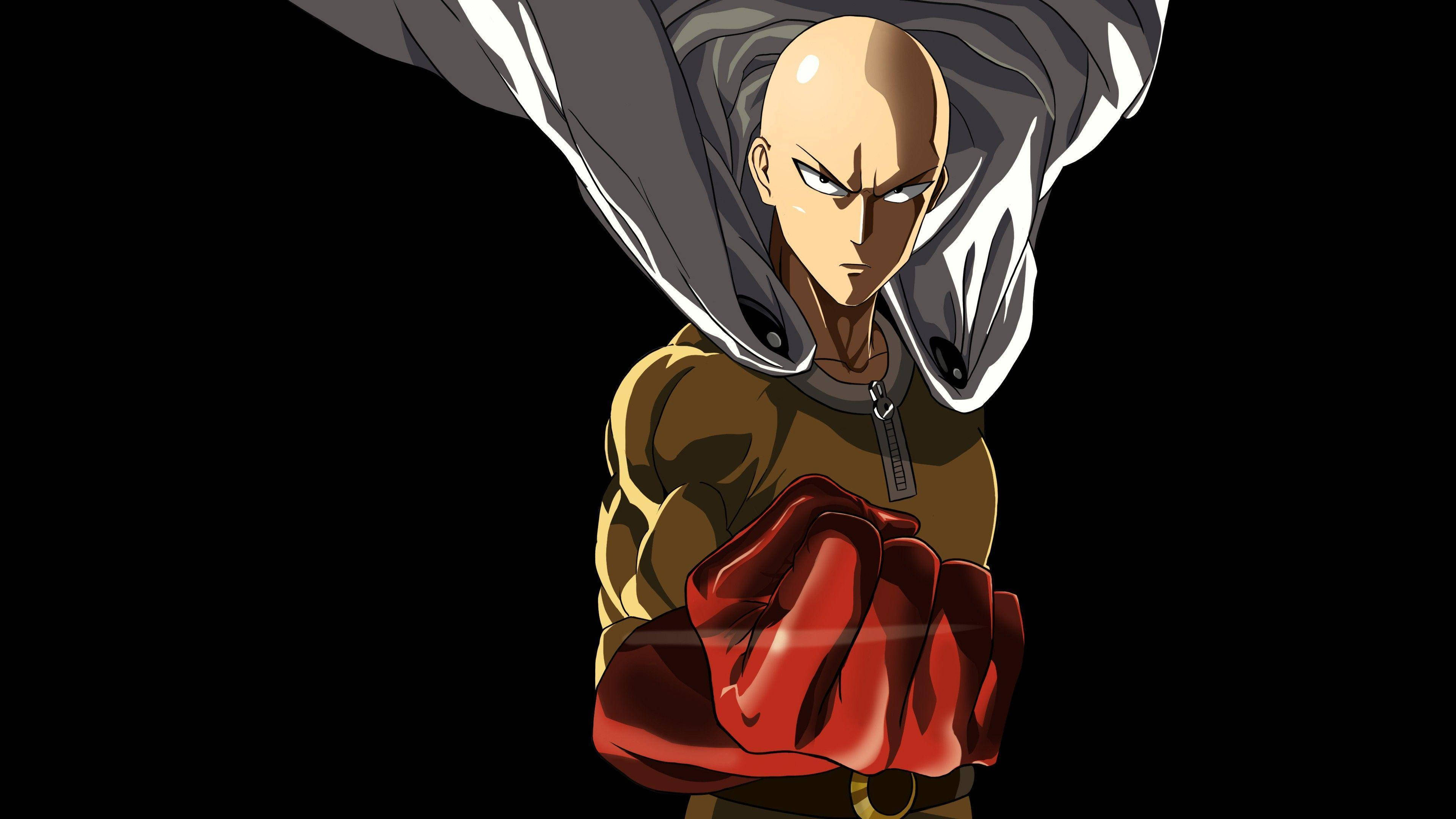 Saitama, brown shirt, red gloves, 4K Desktop Wallpaper