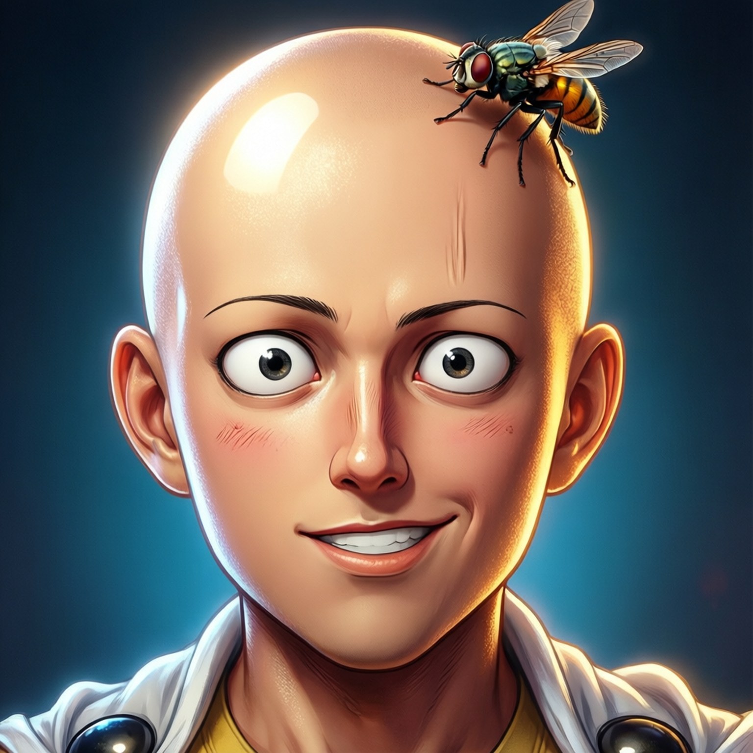 Saitama, fly, bald anime character, HD Desktop Wallpaper