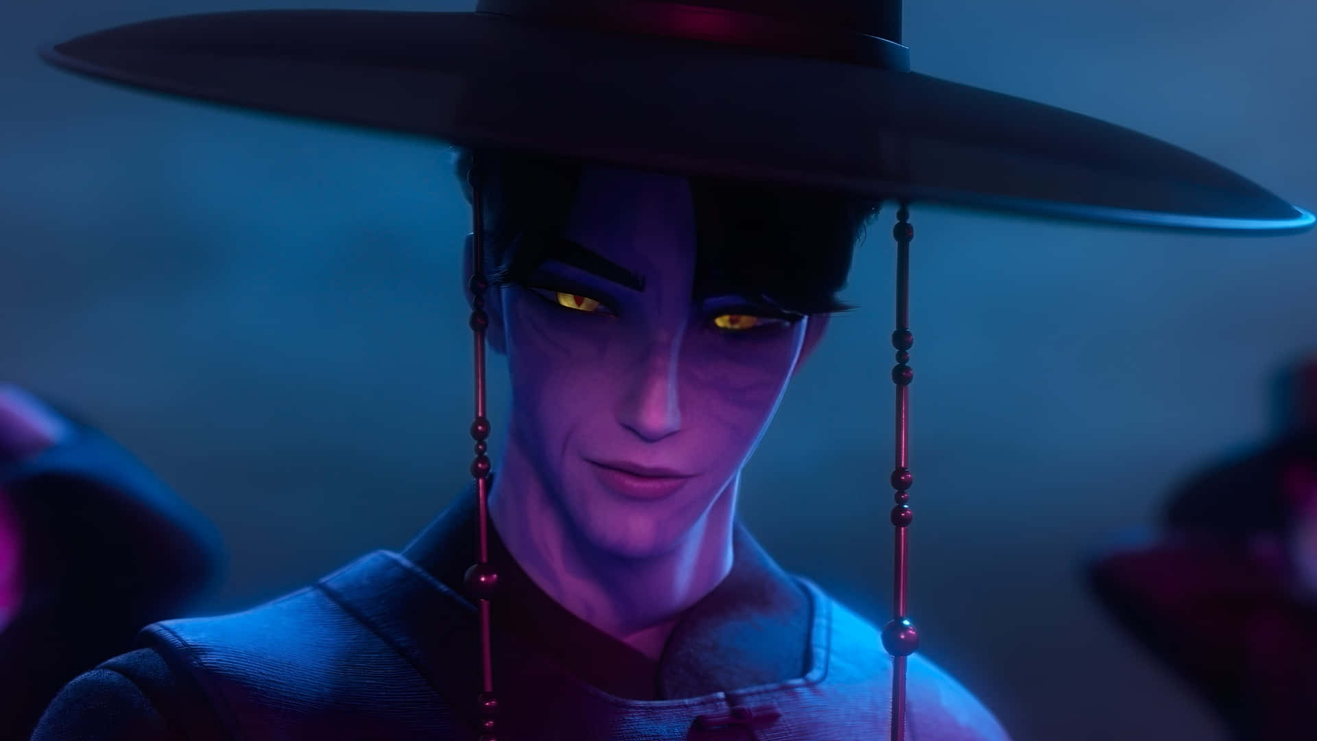 Saja Boys, glowing yellow eyes, wide-brimmed hat, Full HD Desktop Wallpaper