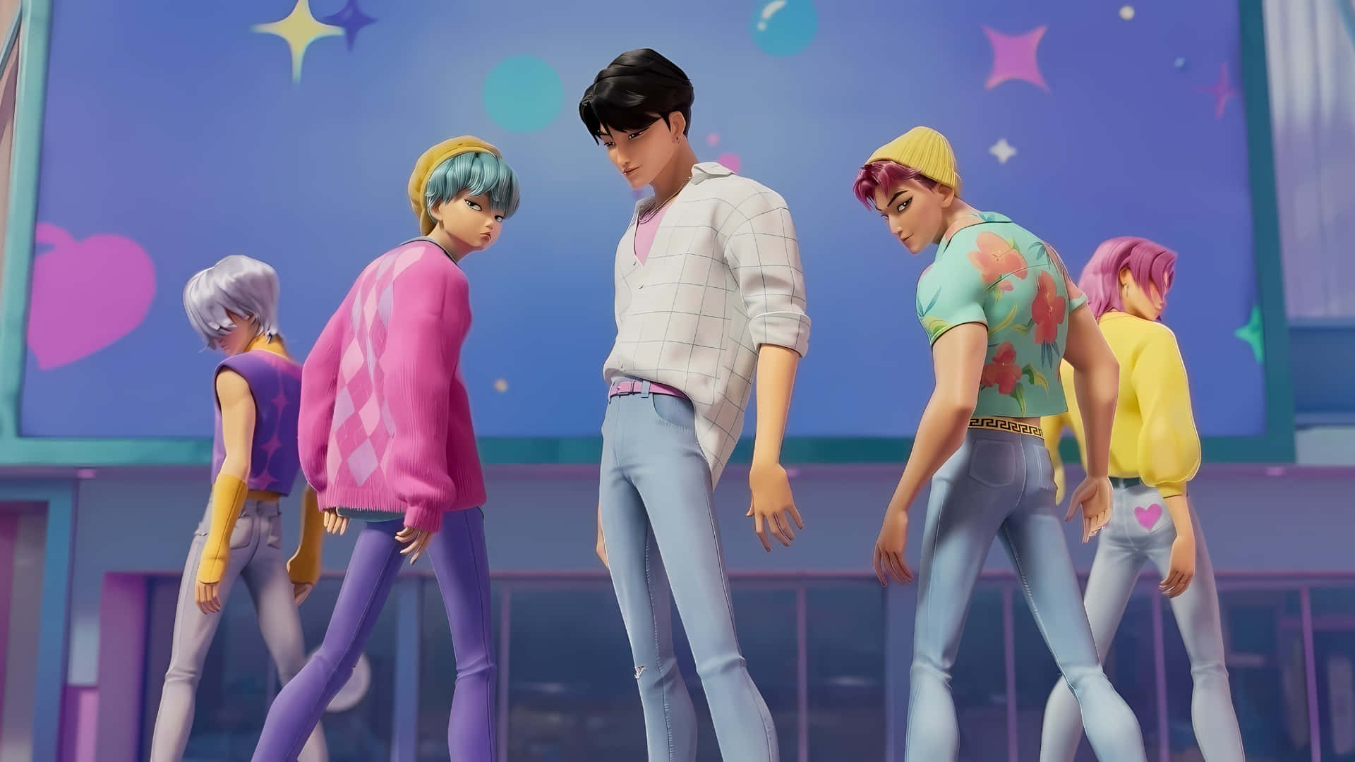 Saja Boys, animated group, colorful hair, Full HD Desktop Wallpaper