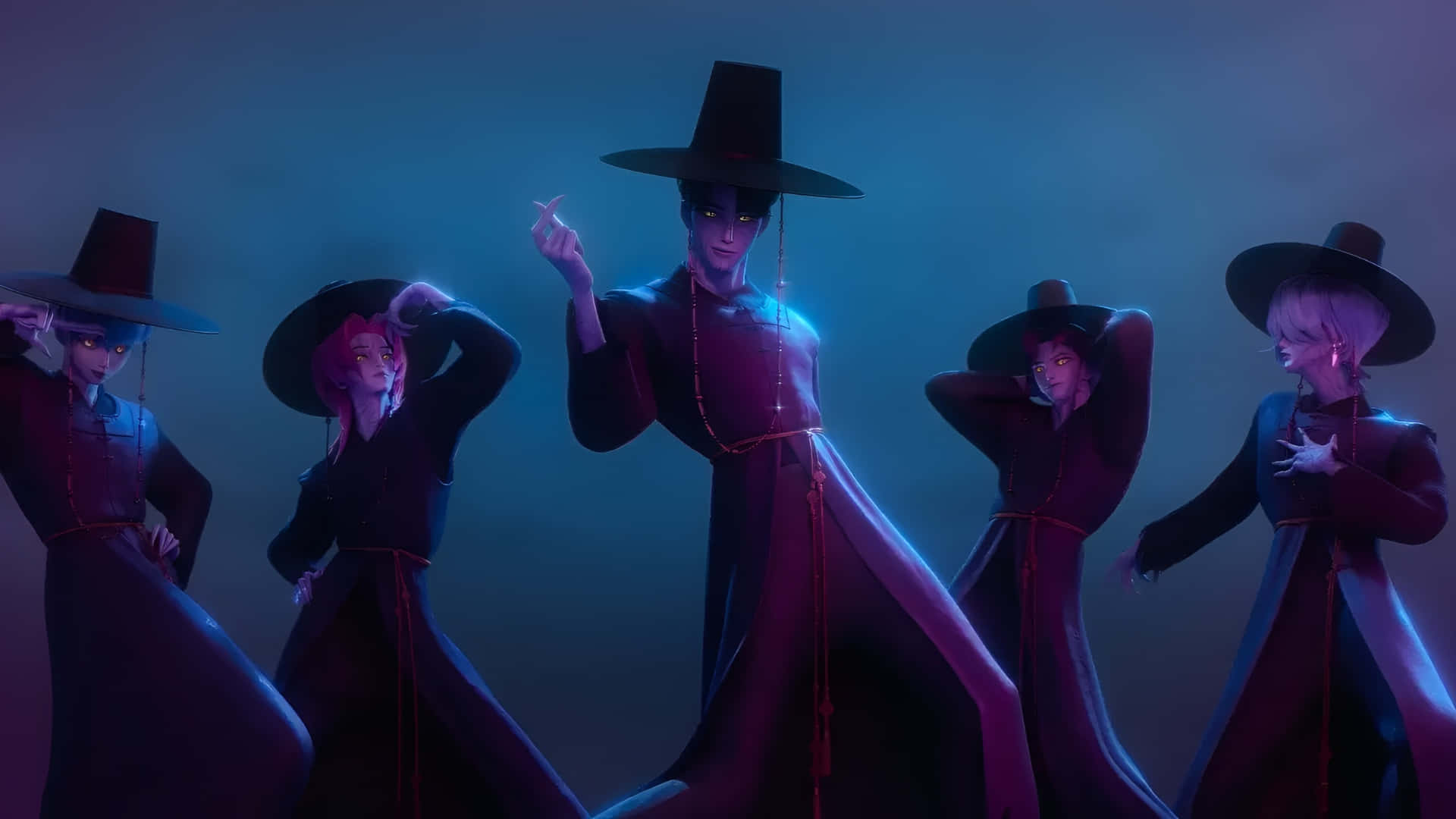 Saja Boys, dark wide-brimmed hats, flowing robes, Full HD Desktop Wallpaper