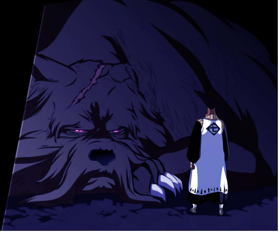 Sajin Komamura, white robe, massive menacing purple beast, SD Desktop Wallpaper