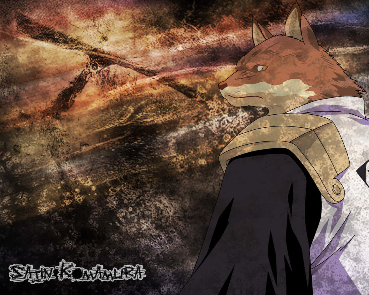 Sajin Komamura, fox-like anime character, dark cloak, HD Desktop Wallpaper