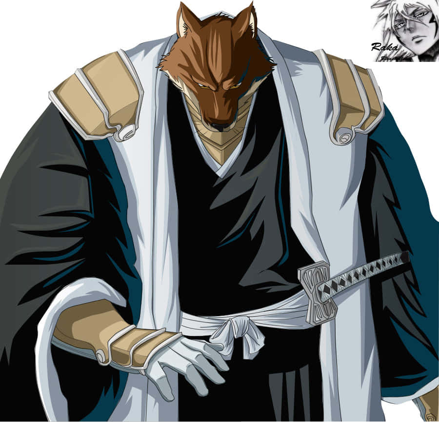 Sajin Komamura, anthropomorphic wolf warrior, traditional samurai attire, SD Desktop Wallpaper