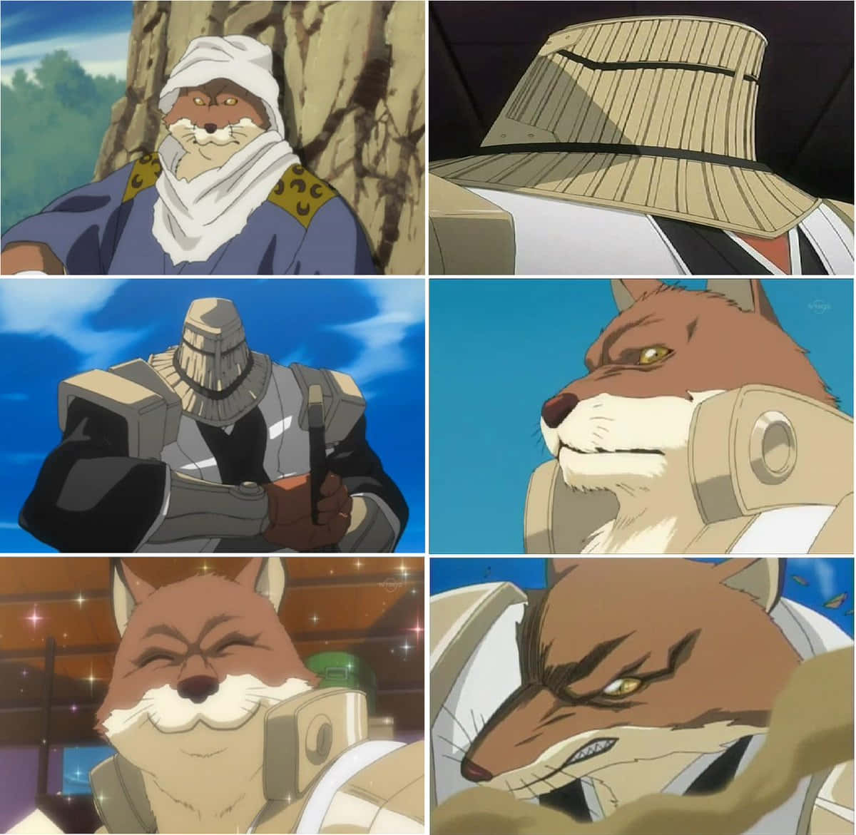 Sajin Komamura, fox-like character, anime panels, SD Desktop Wallpaper