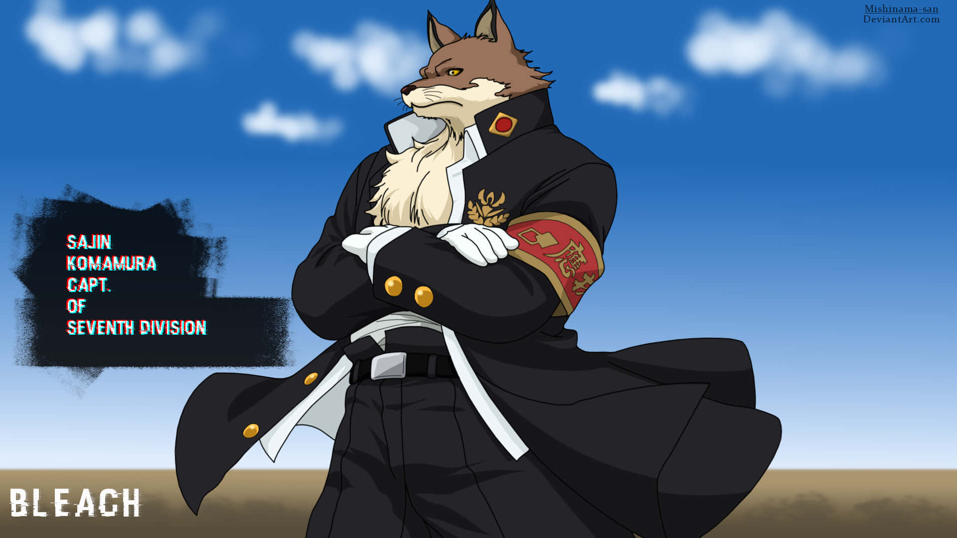 Sajin Komamura, 7th Division of the Gotei 13, anthropomorphic fox, Full HD Desktop Wallpaper