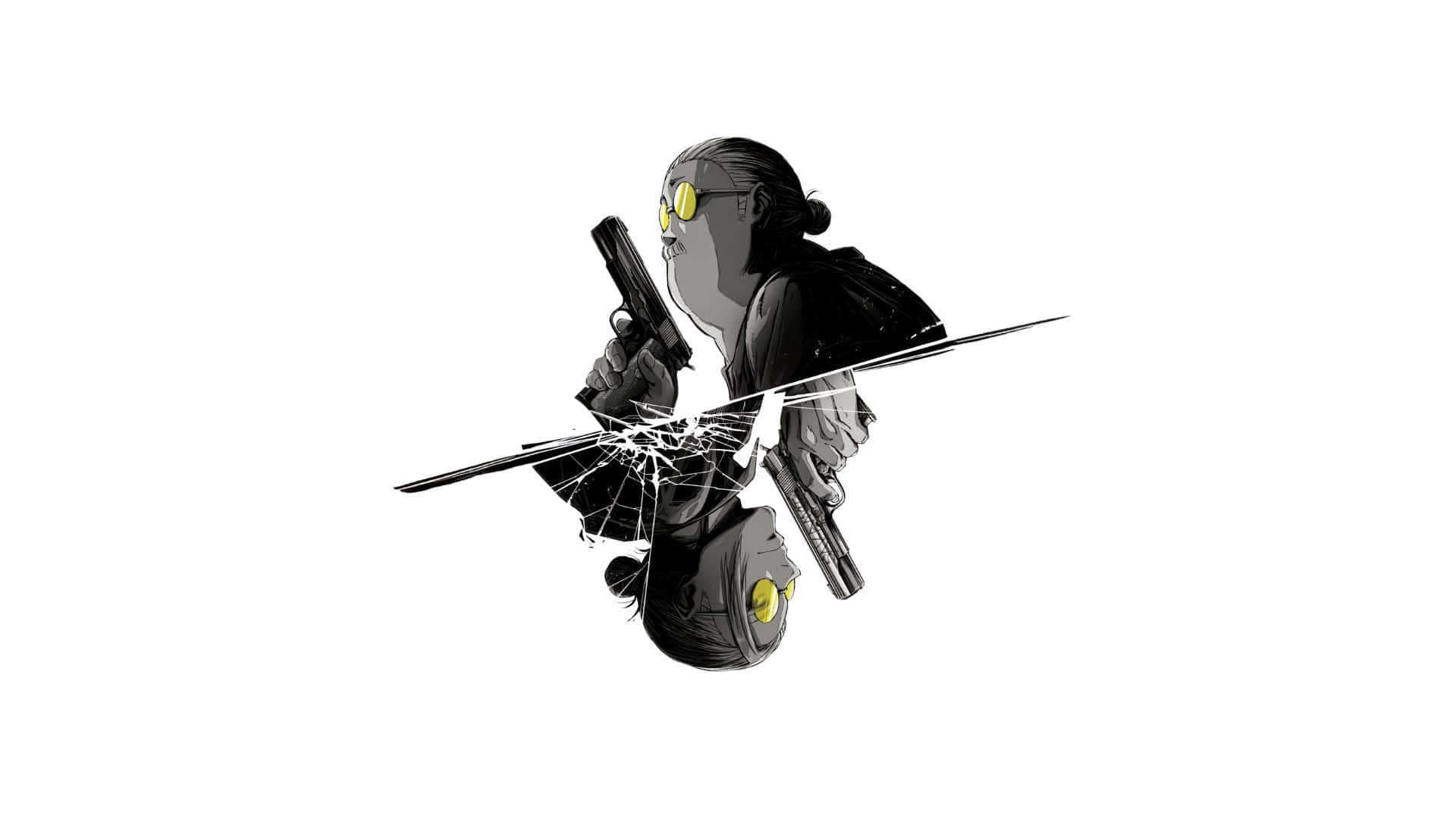 Sakamoto Days, gunman, yellow eyes, Full HD Desktop Wallpaper