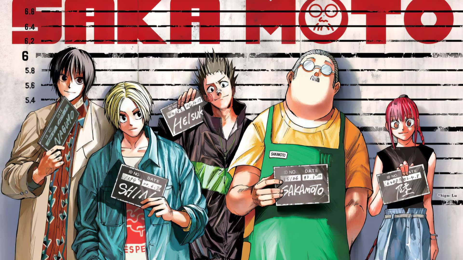 Sakamoto Days, mugshots, height chart, Full HD Desktop Wallpaper