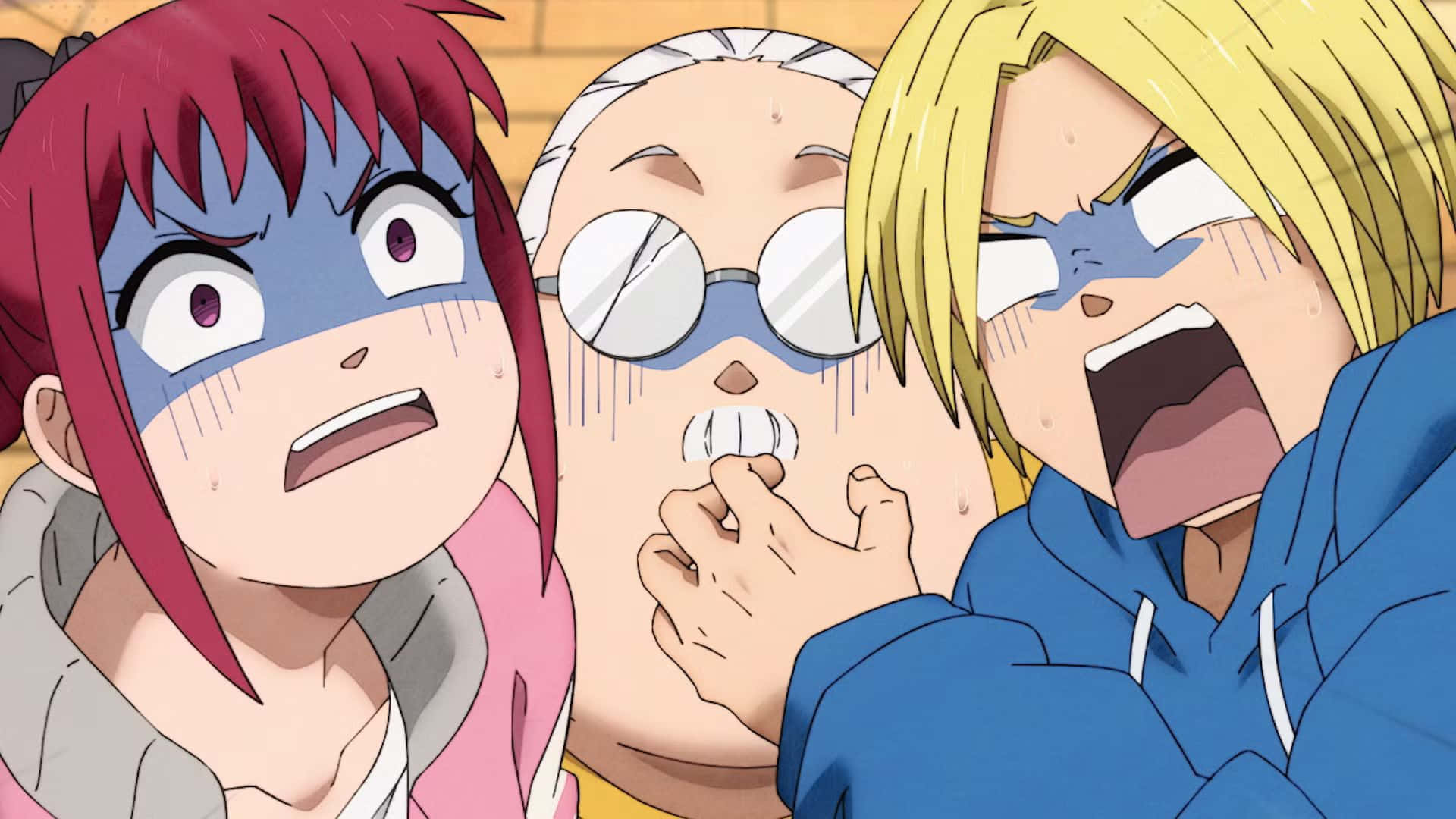 Sakamoto Days, blue face paint, shocked, Full HD Desktop Wallpaper