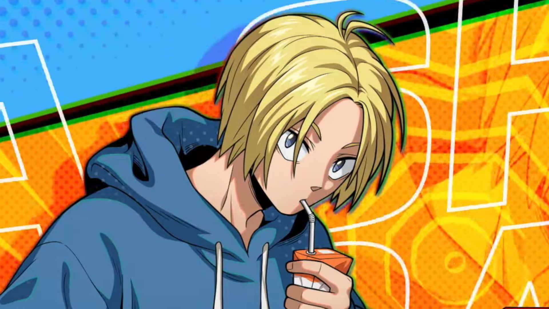 Sakamoto, blonde anime teen, blue hoodie, Full HD Desktop Wallpaper