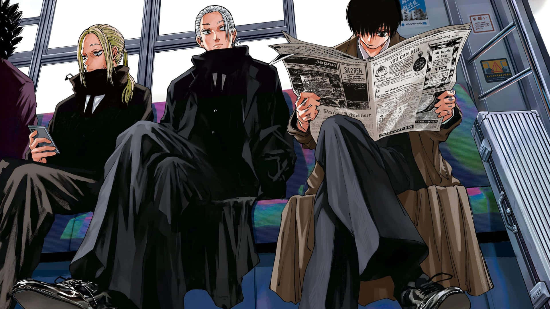 Sakamoto Days, characters gathering, train, Full HD Desktop Wallpaper