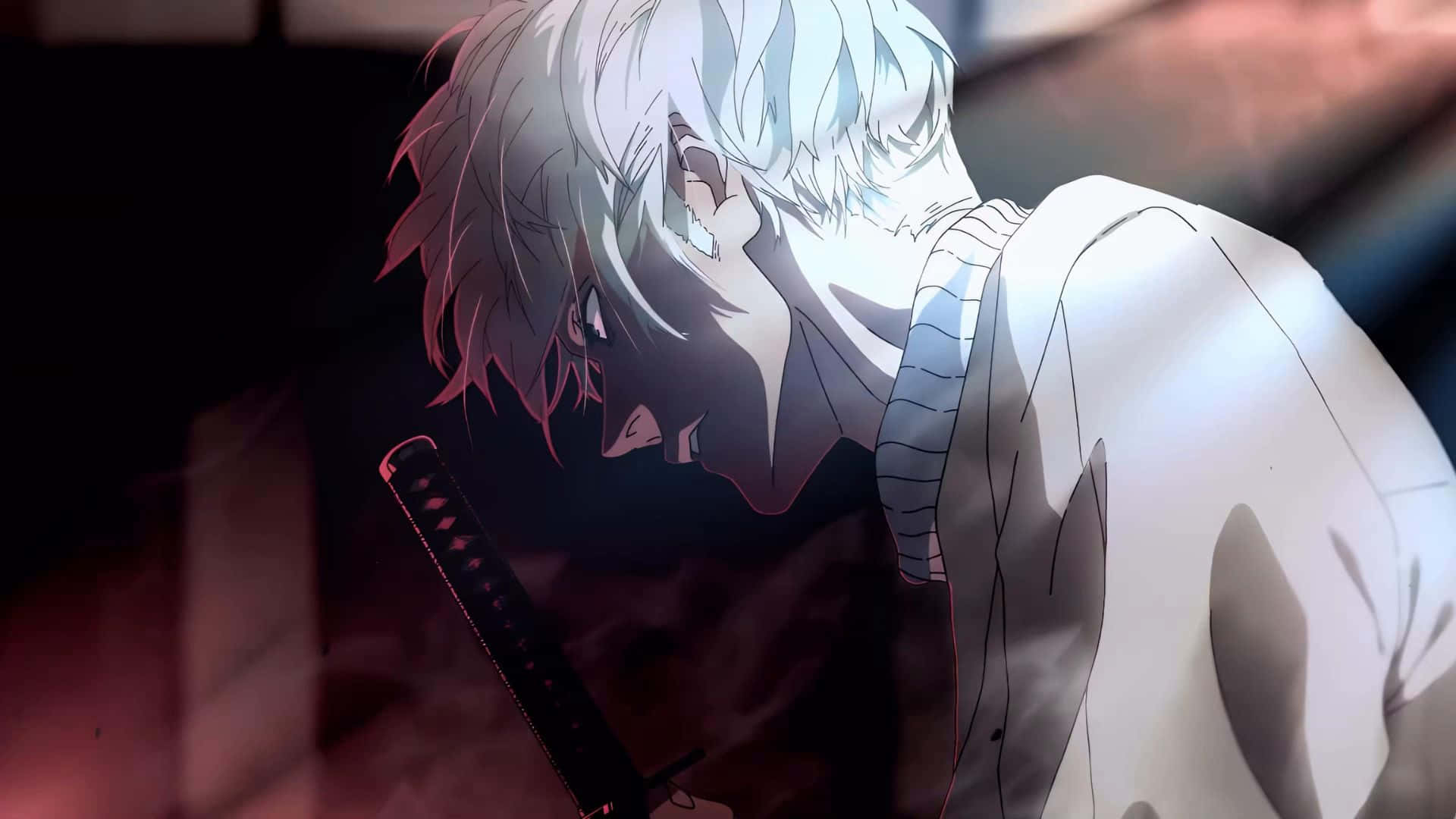 Sakamoto Days, white armor, katana, Full HD Desktop Wallpaper