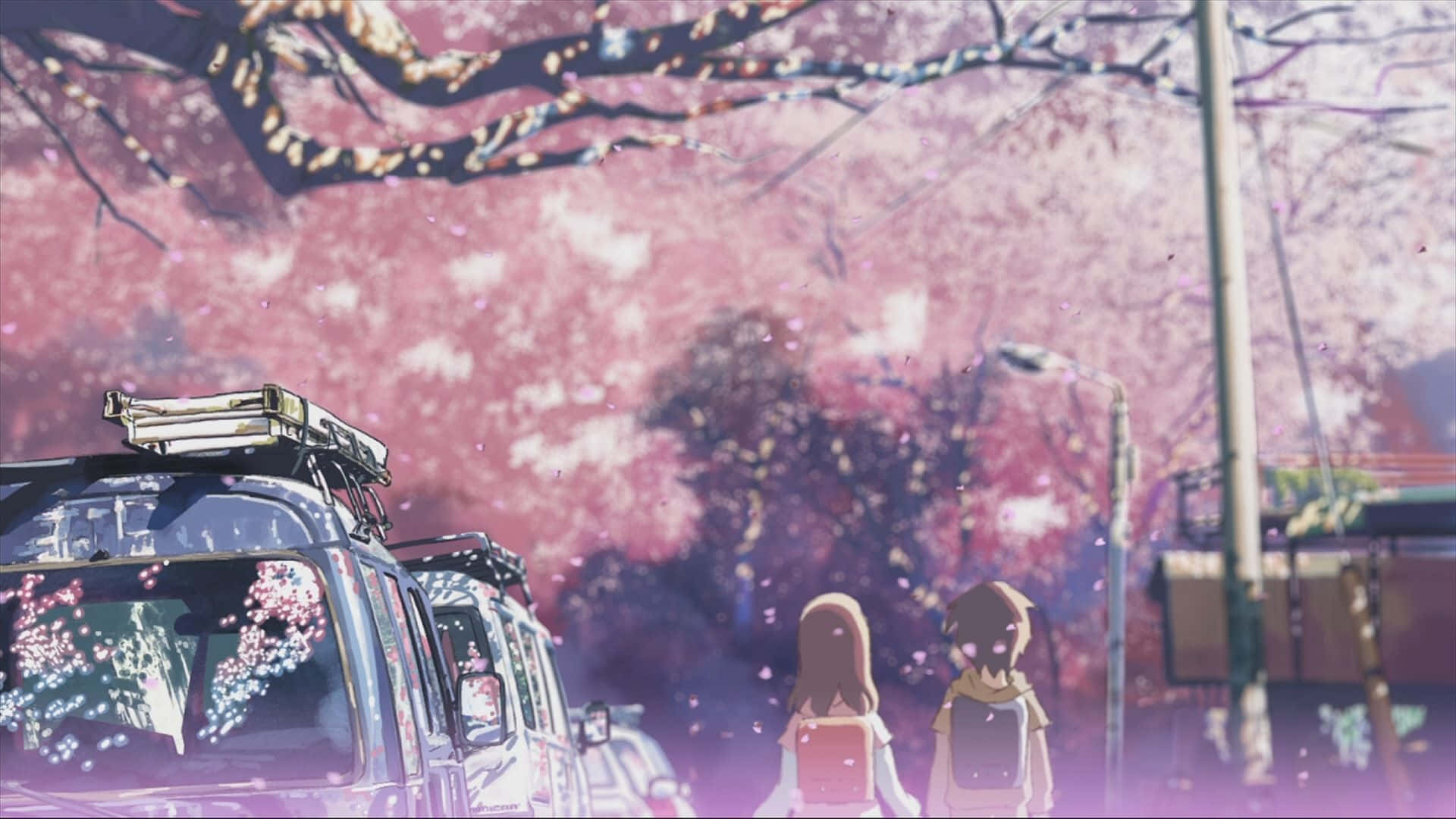 Sakura Anime, anime girls, backpacks, Full HD Desktop Wallpaper