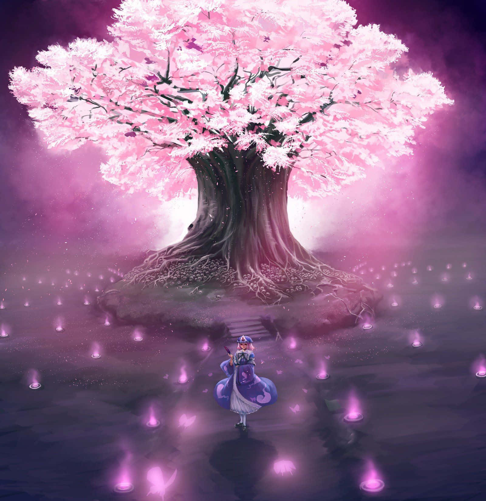 Sakura, anime girl, purple dress, HD Phone Wallpaper