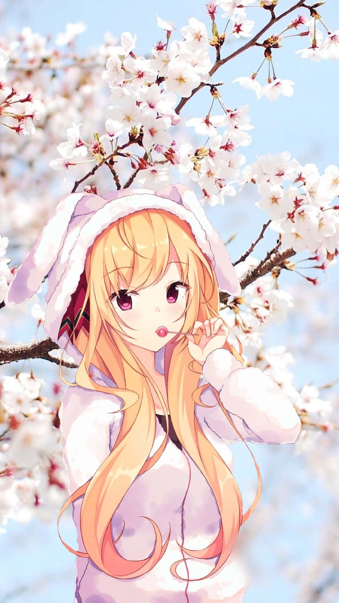 Sakura Anime, anime girl, long blonde hair, HD Phone Wallpaper