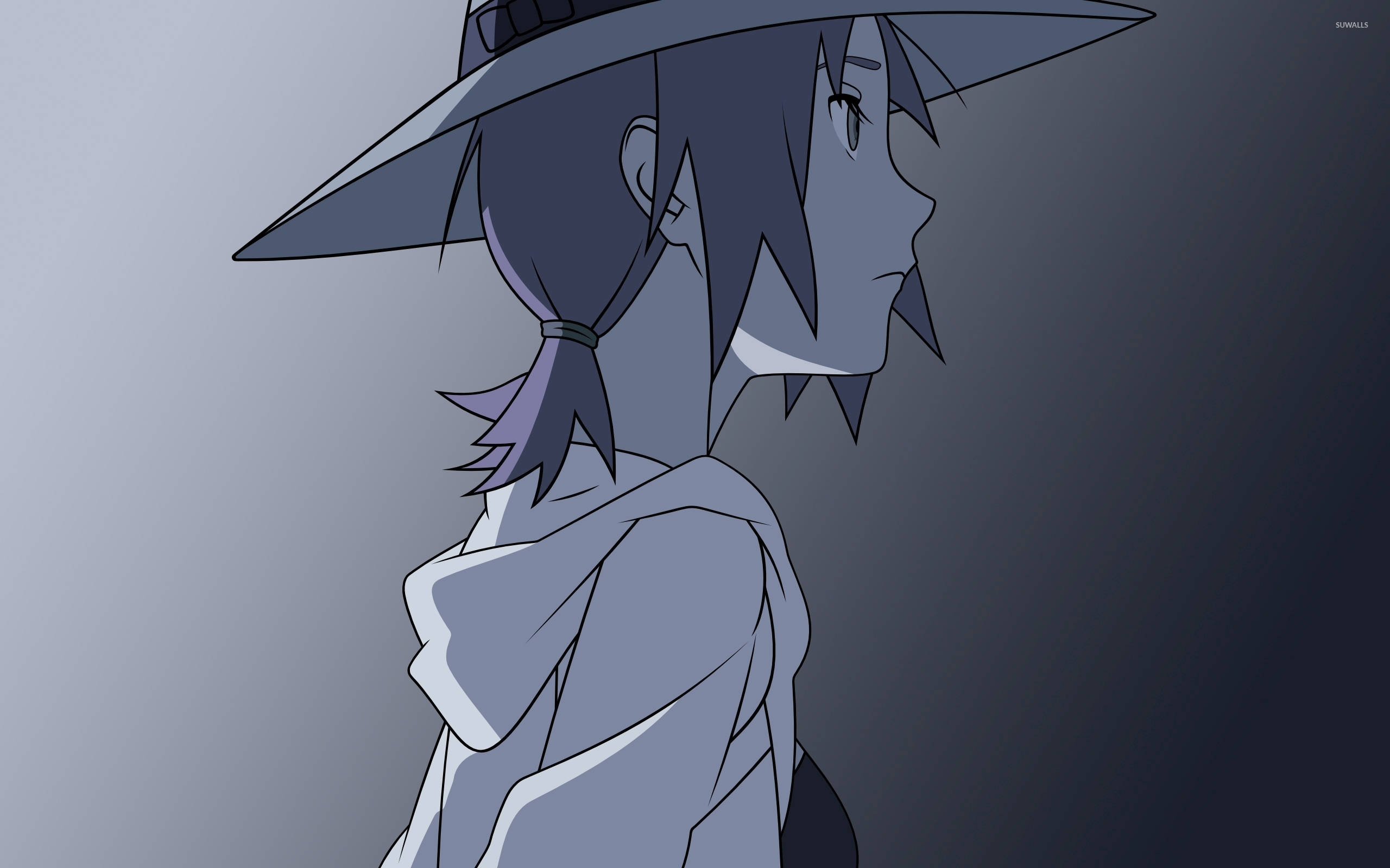 Sakura Haruno, black and white, dark hair, 2K Desktop Wallpaper