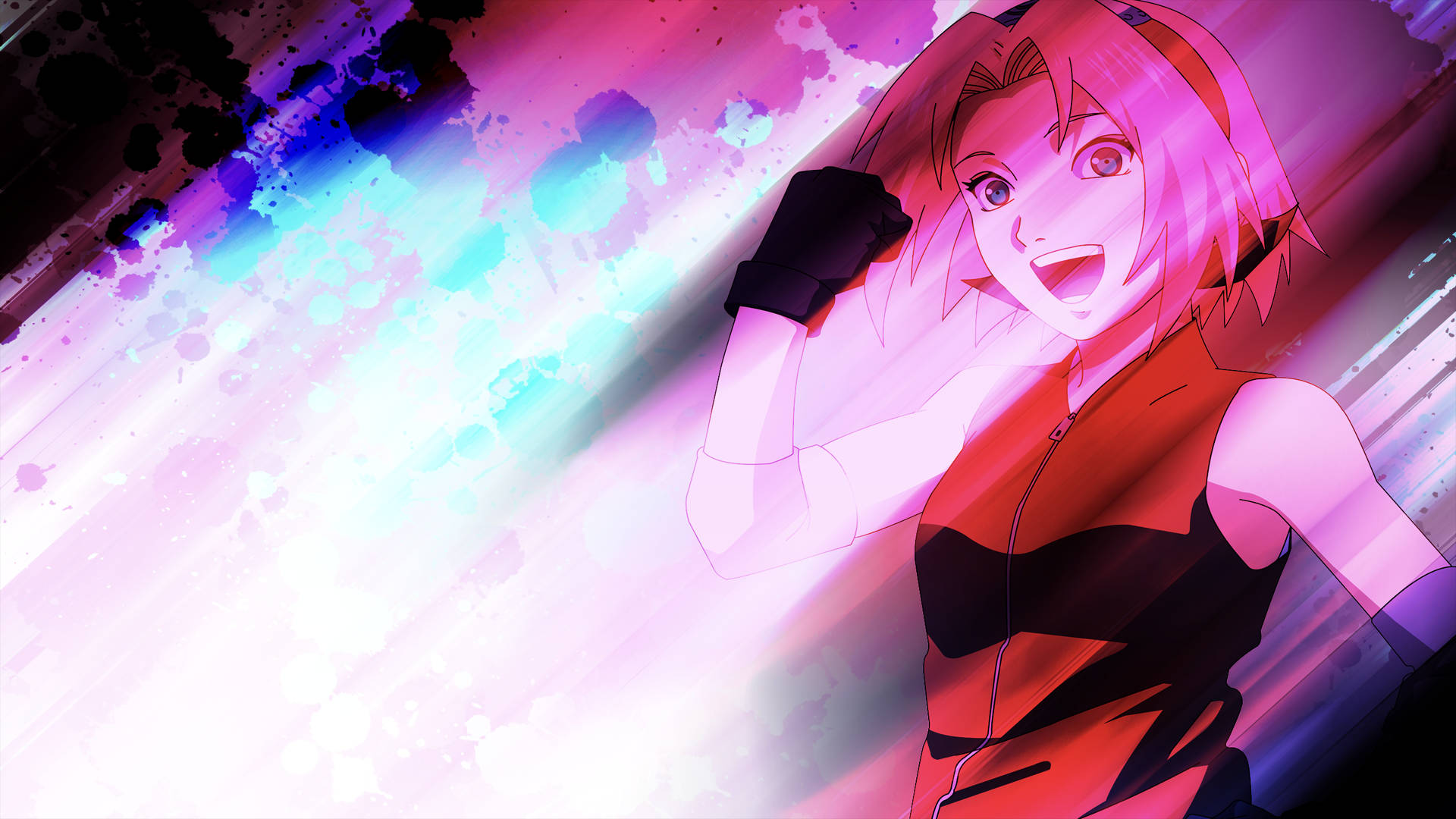 Sakura Haruno, pink hair, red outfit, Full HD Desktop Wallpaper