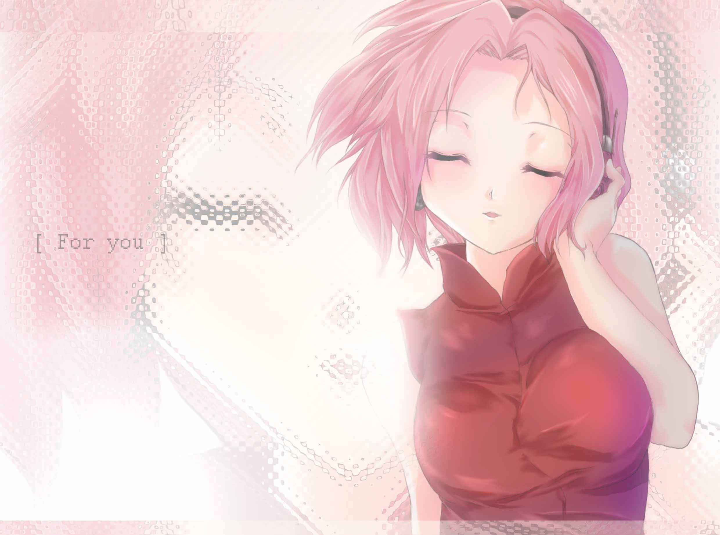Sakura Haruno, red top, pink hair, Full HD Desktop Wallpaper