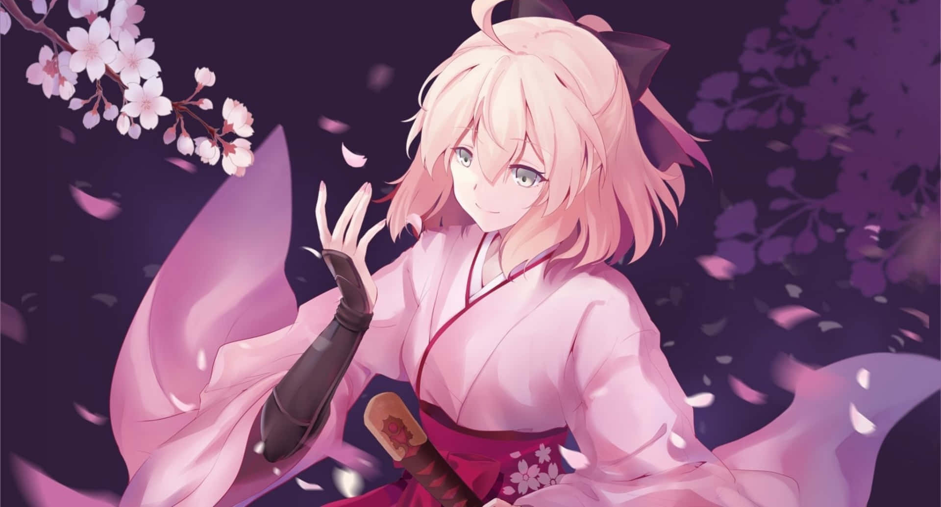 Sakura, anime girl, pink-haired, Full HD Desktop Wallpaper