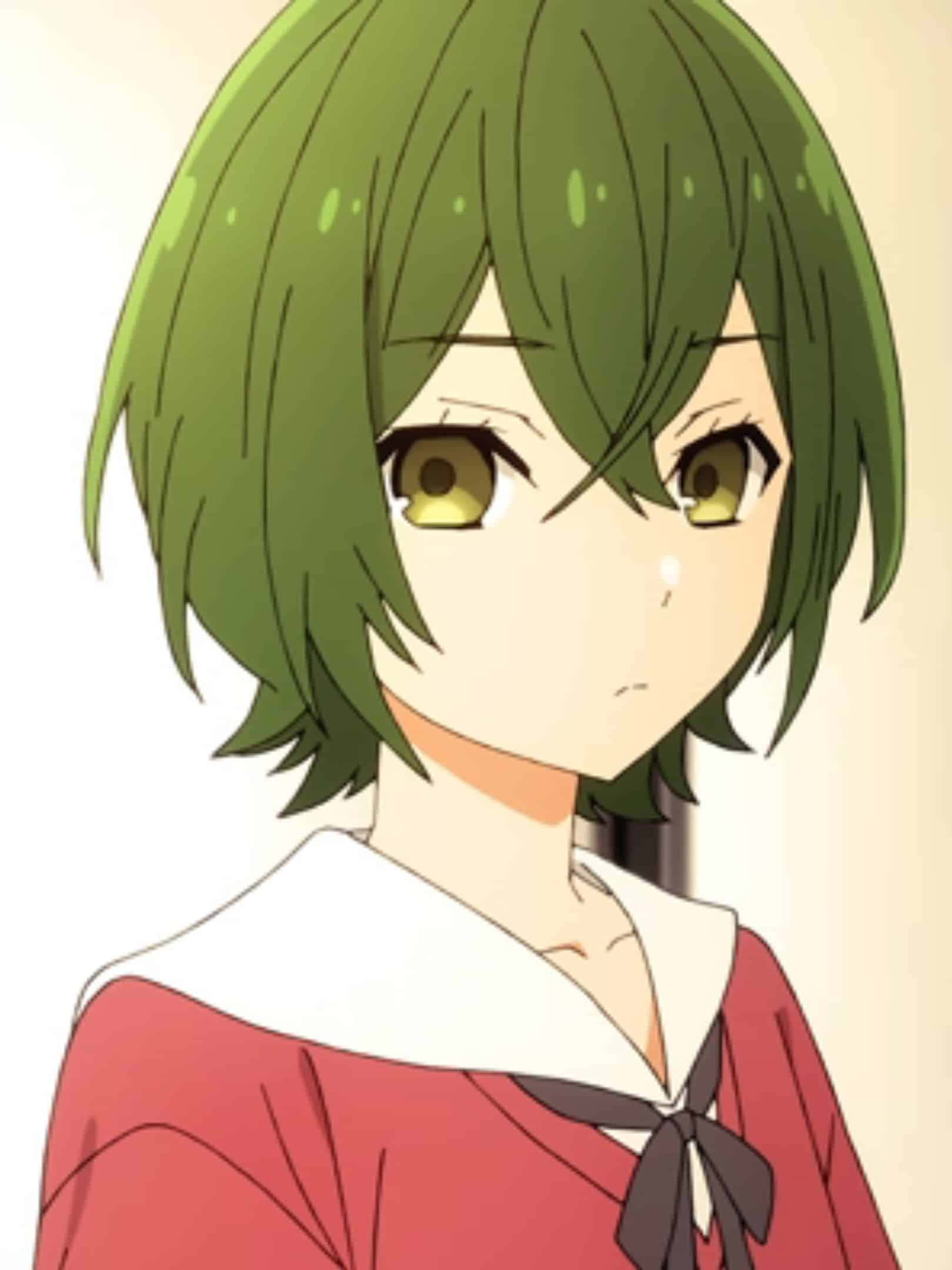 Sakura Kouno, short green hair, golden eyes, Full HD Phone Wallpaper