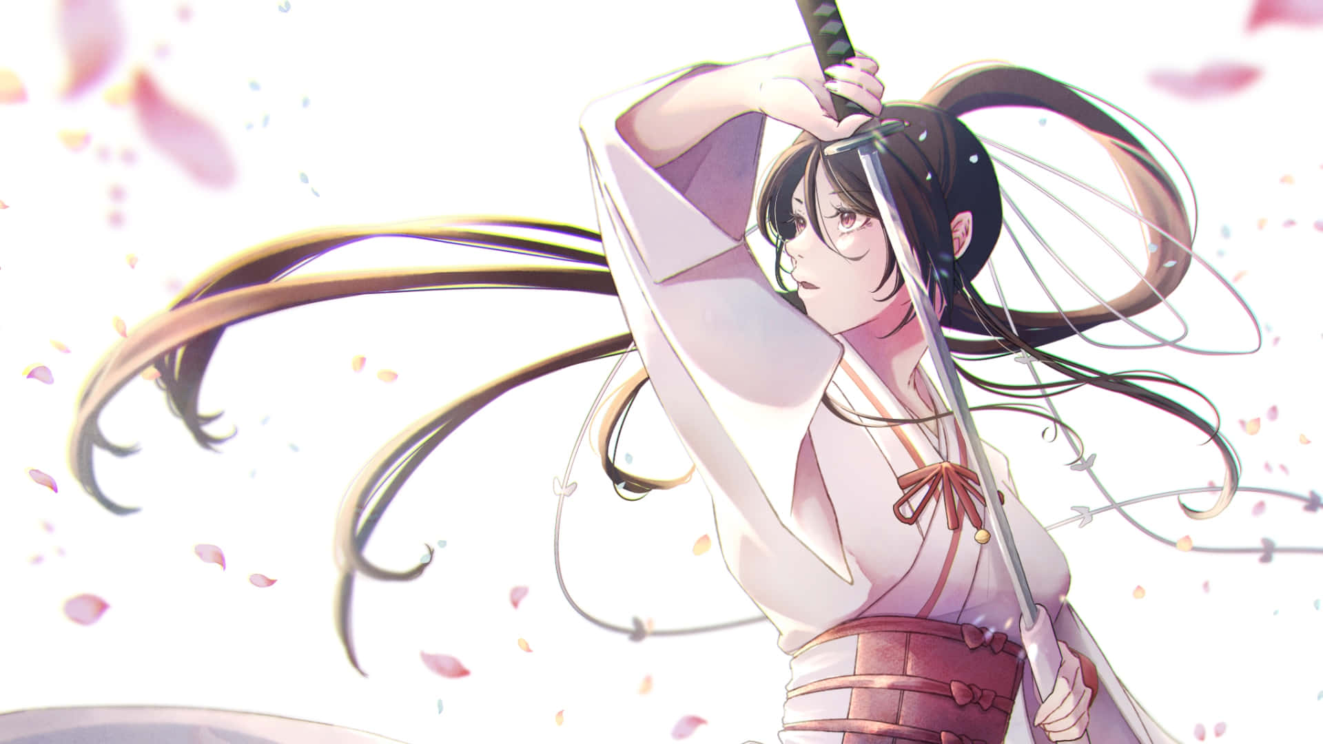 Sakura, samurai girl, anime artwork, Full HD Desktop Wallpaper