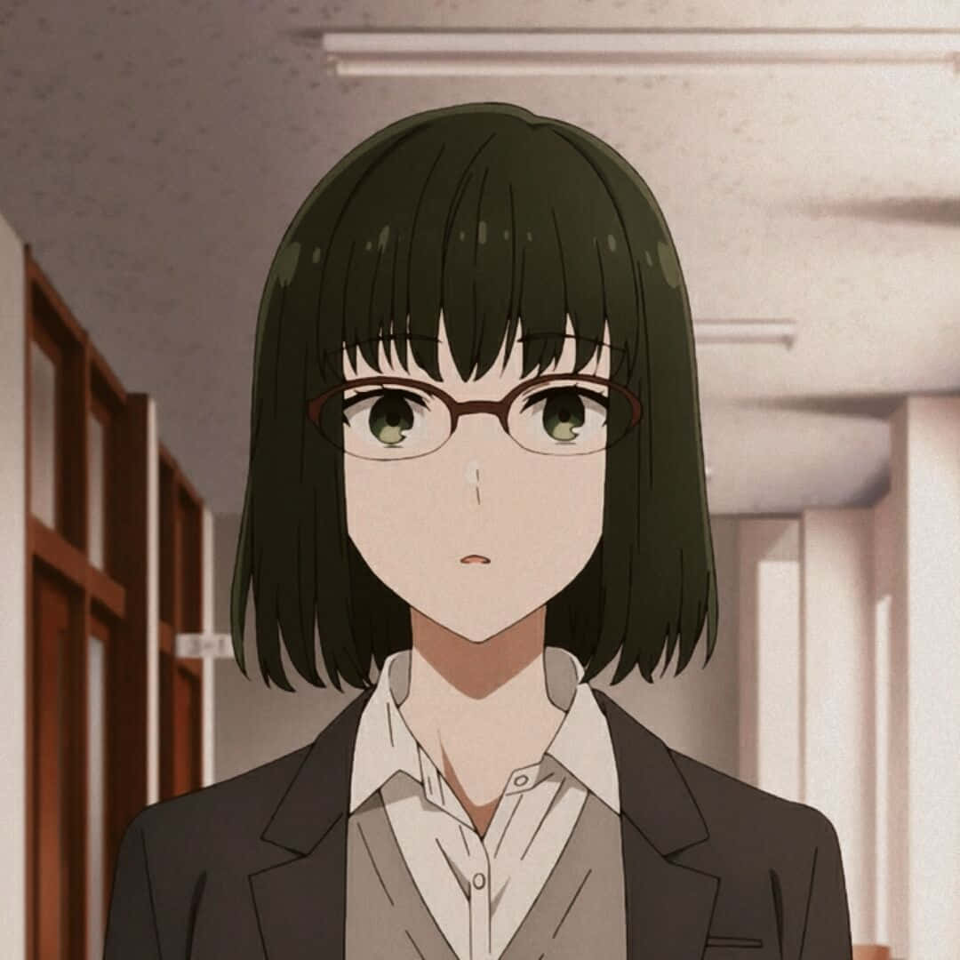 Sakura Kouno, dark bobbed hair, glasses, SD Desktop Wallpaper