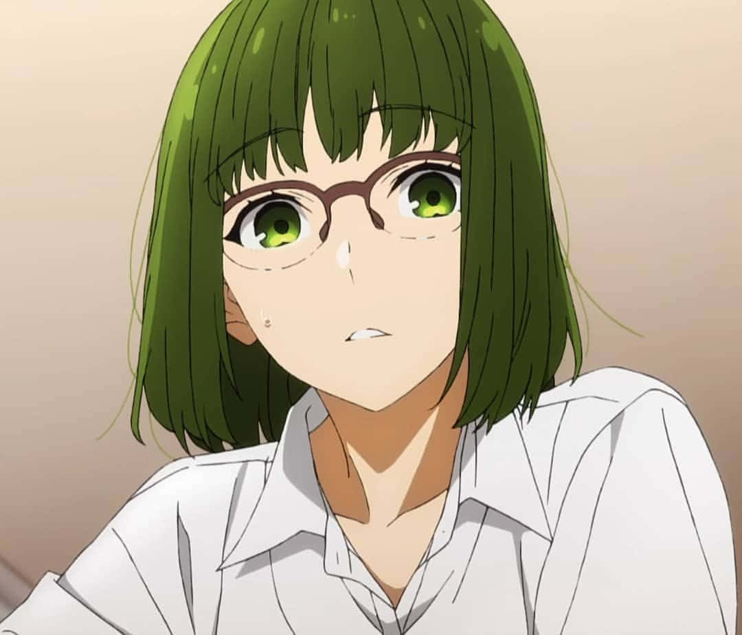 Sakura Kouno, green hair, glasses, SD Desktop Wallpaper