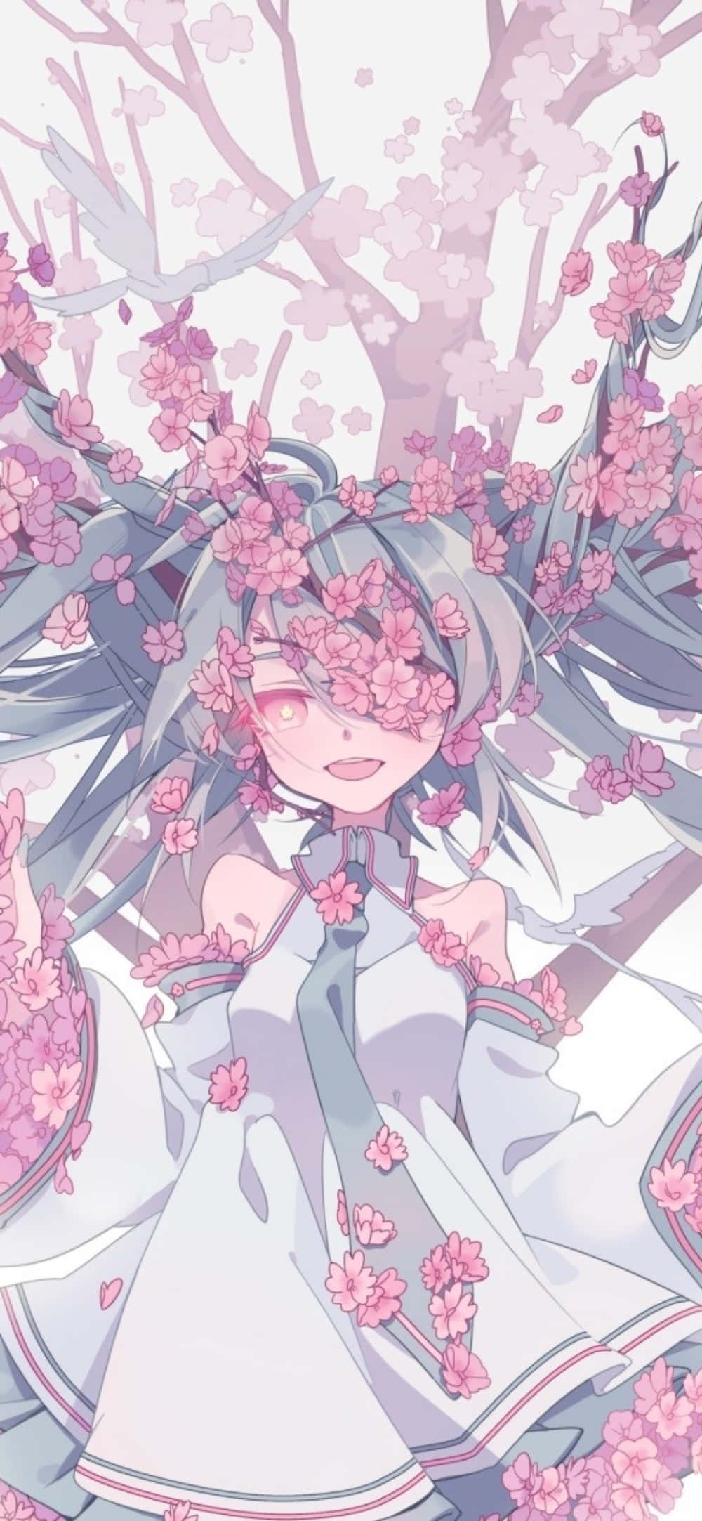 Sakura Miku, cherry blossom season, blossoming cherry tree, Full HD Phone Wallpaper