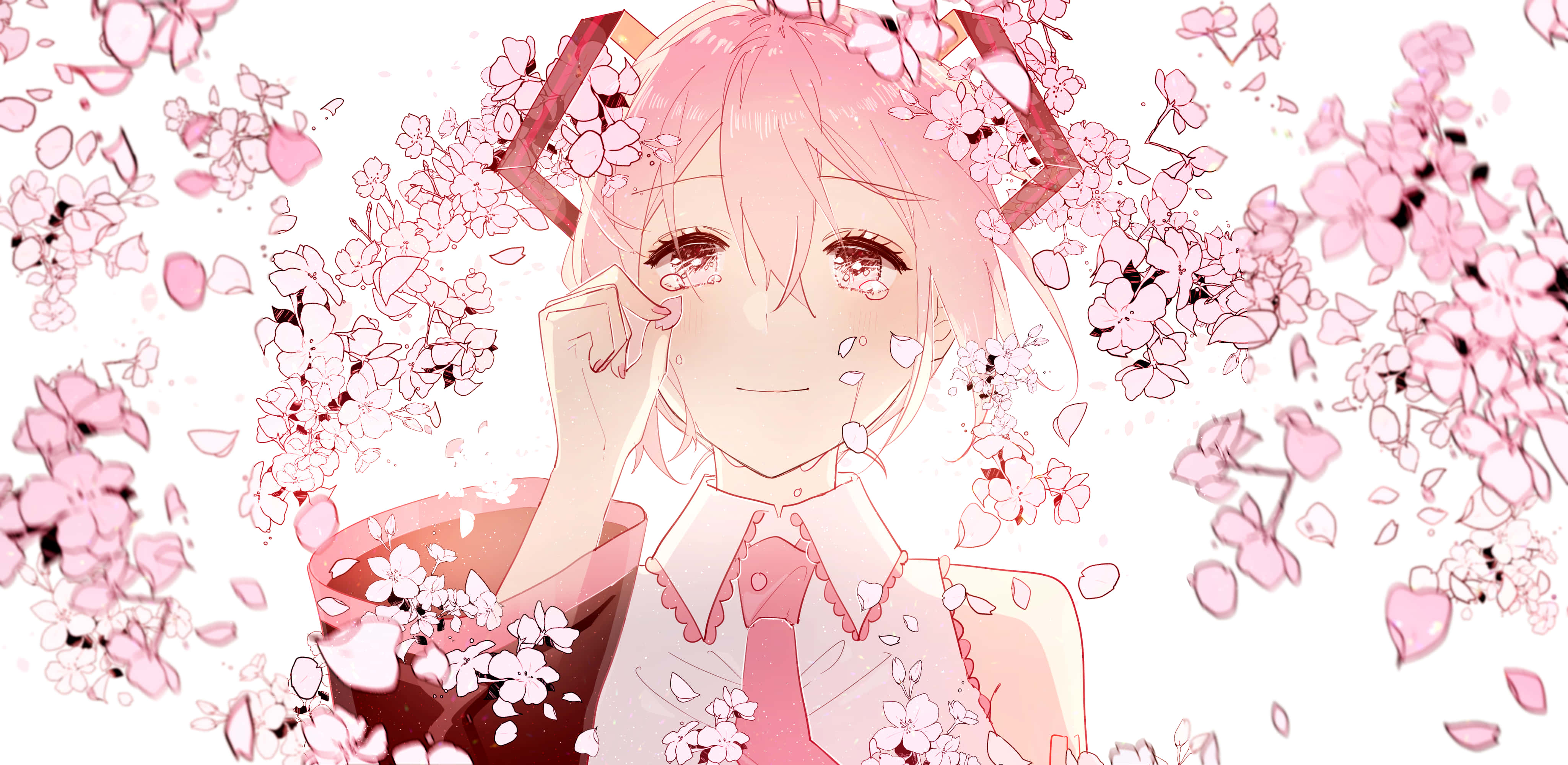 Sakura Miku, pink-haired anime girl, bunny ears, 4K Desktop Wallpaper