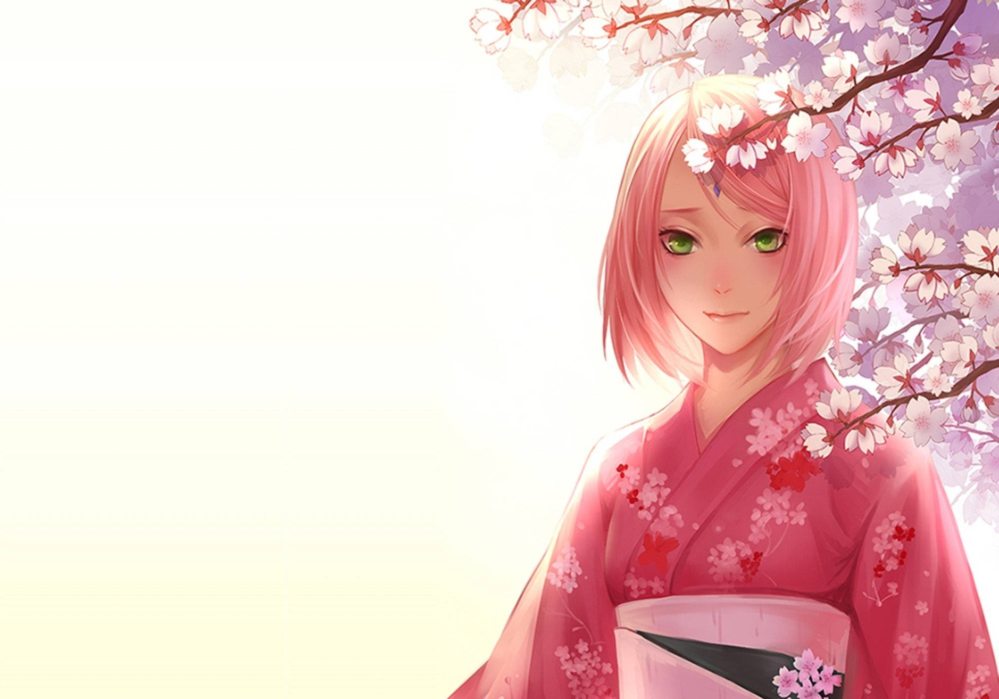 Sakura, cherry blossom kimono, sakura tree, Full HD Desktop Wallpaper