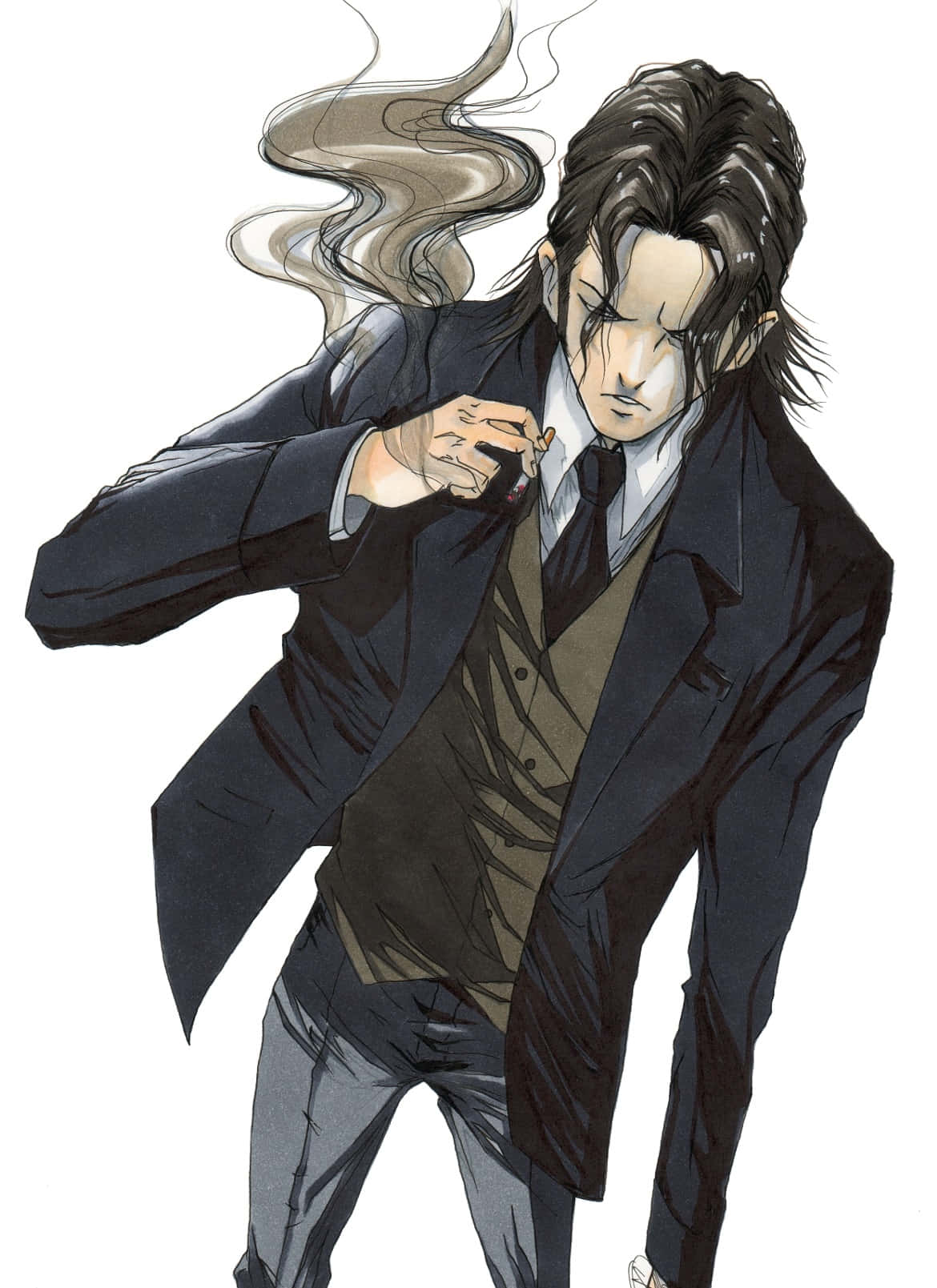 Sakuya Togane, dark suit, cigarette, HD Phone Wallpaper