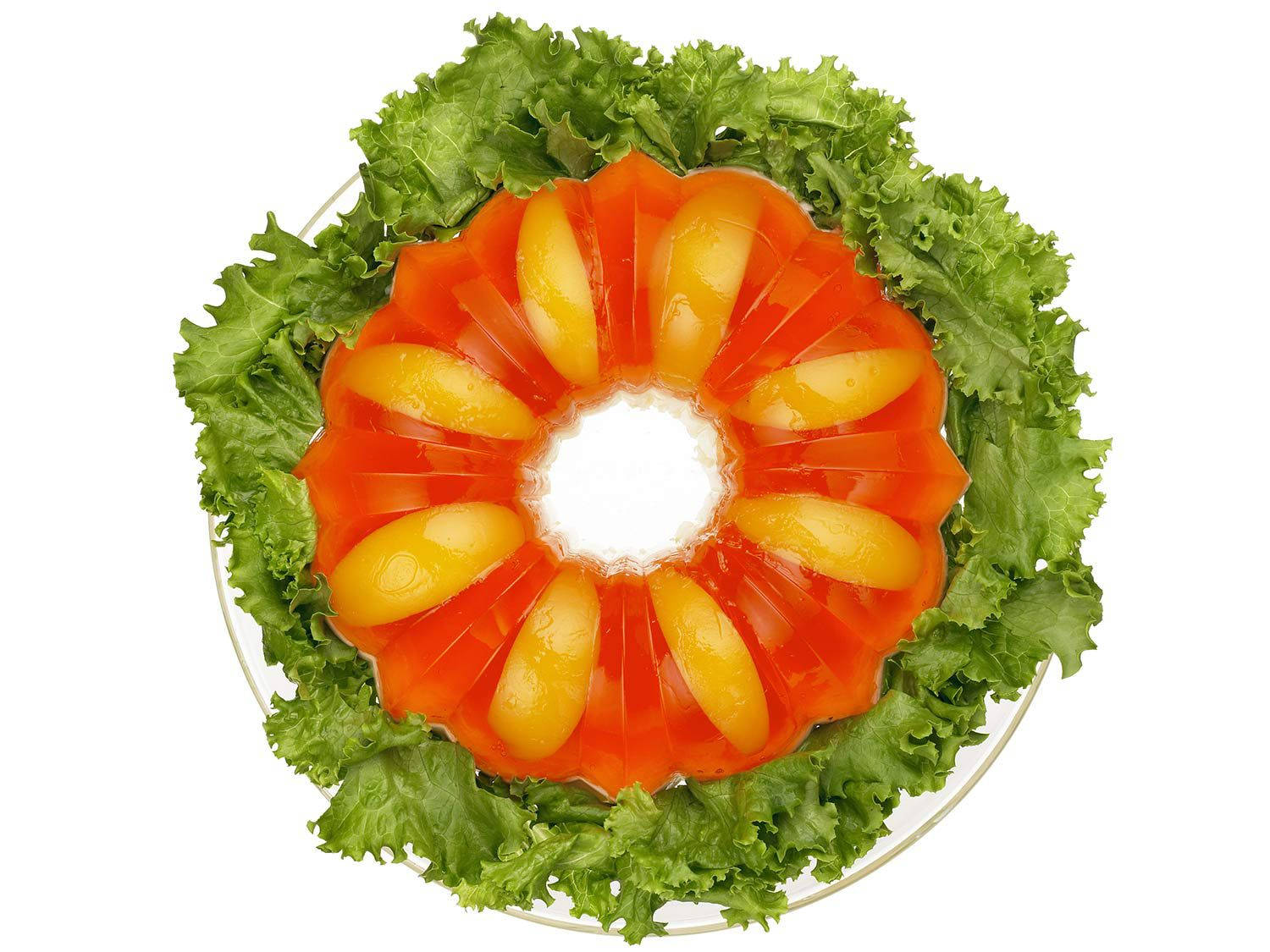 Famous Jell-O Salad, orange gelatin, yellow fruit slices, HD Desktop Wallpaper