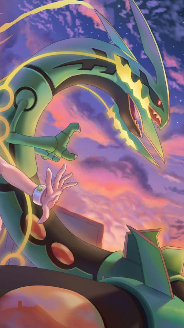 Salamence, Sunset Sky, green dragon, SD Phone Wallpaper