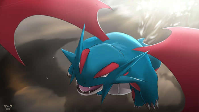 Salamence, blue and red, dragon-like, SD Desktop Wallpaper