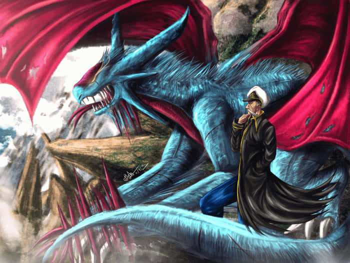 Salamence, blue dragon, red wings, SD Desktop Wallpaper