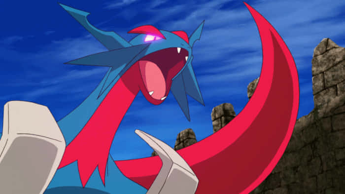 Salamence, blue and red, anime dragon, SD Desktop Wallpaper