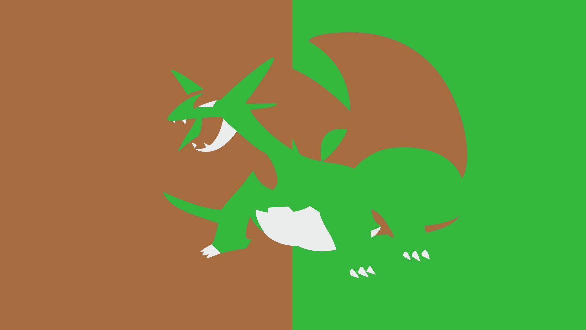 Salamence, green dragon, brown and green backgrounds, Full HD Desktop Wallpaper