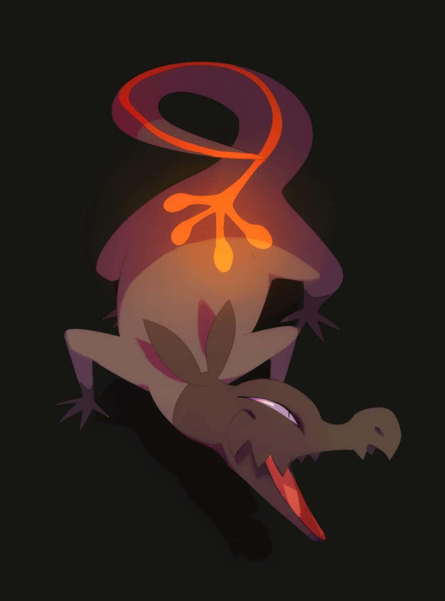 Salandit, glowing orange tail, stylized dragon, SD Phone Wallpaper