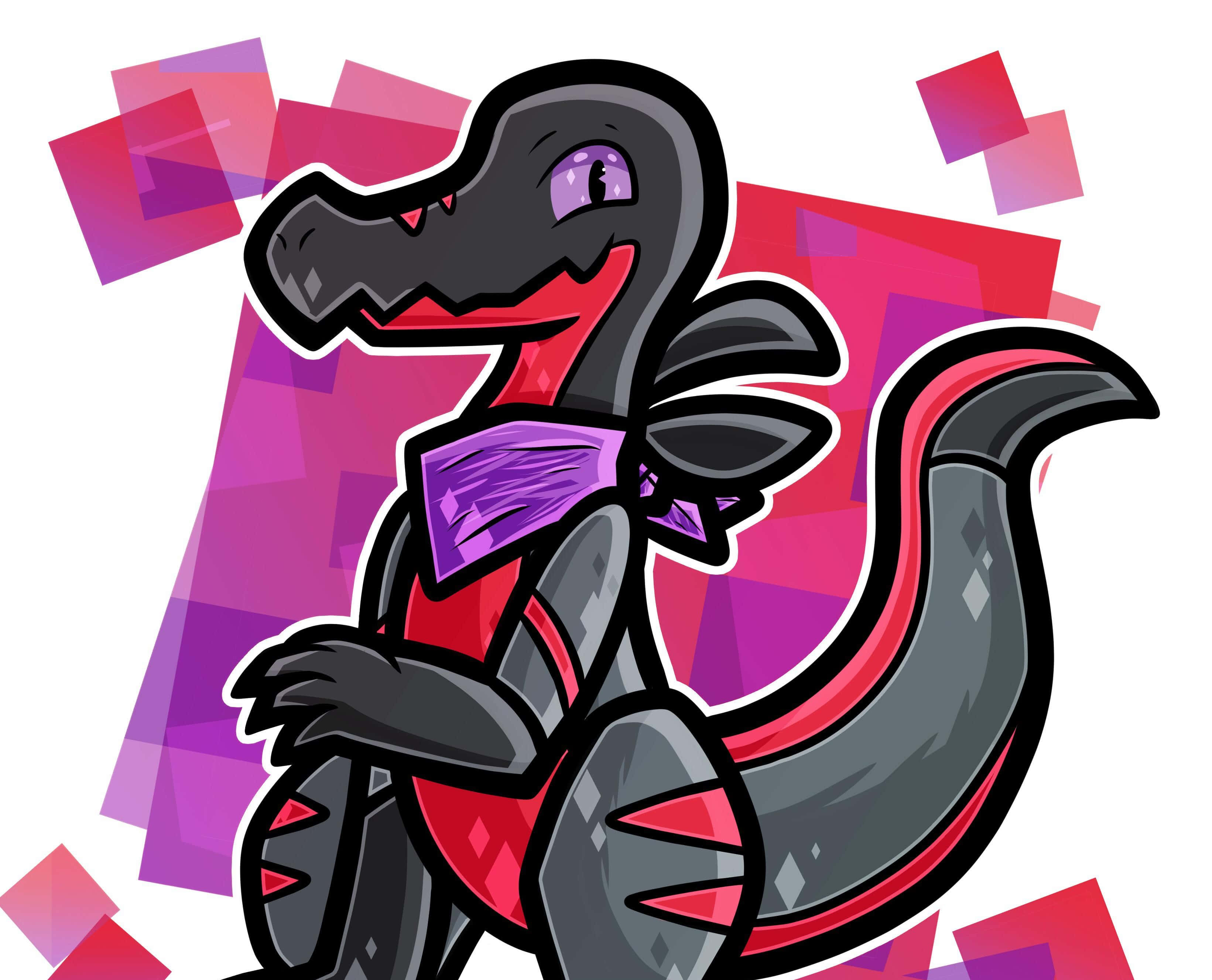 Salandit, pink squares, purple bowtie, 2K Desktop Wallpaper