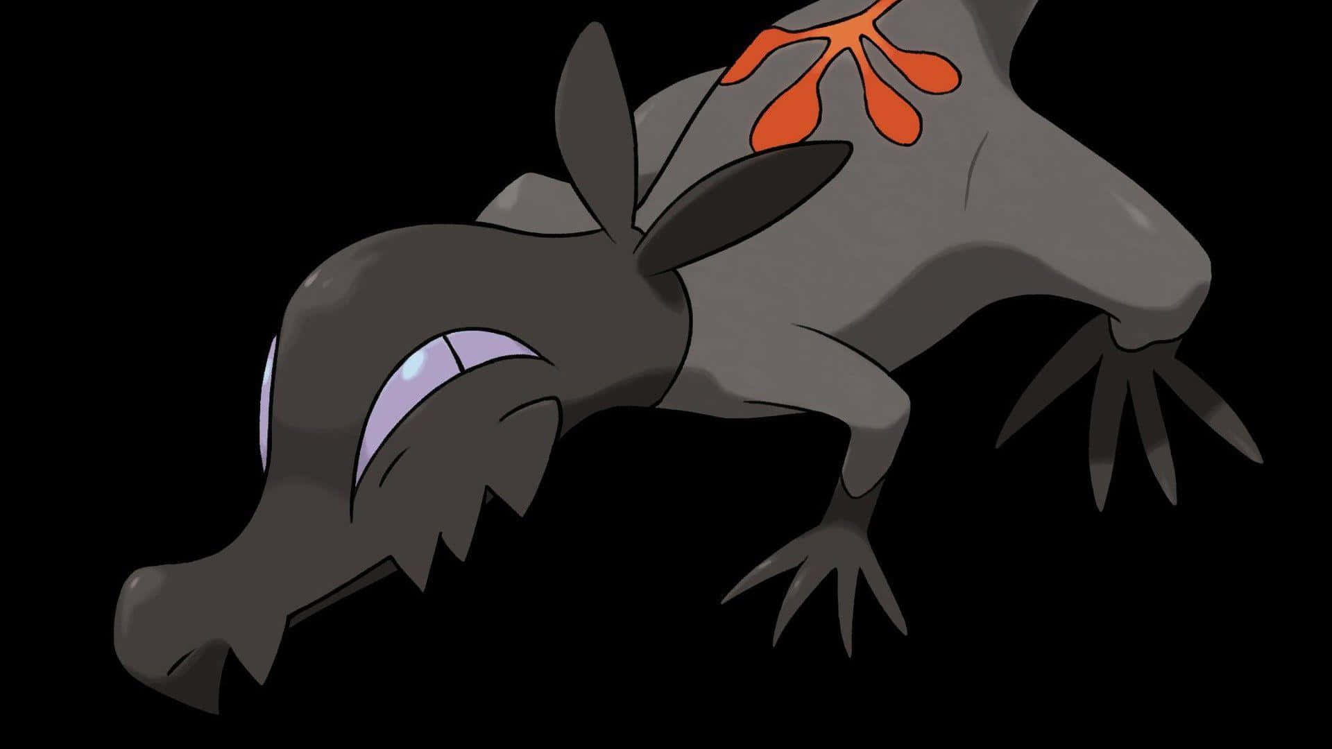 Salandit, black background, dark gray Pokémon, Full HD Desktop Wallpaper