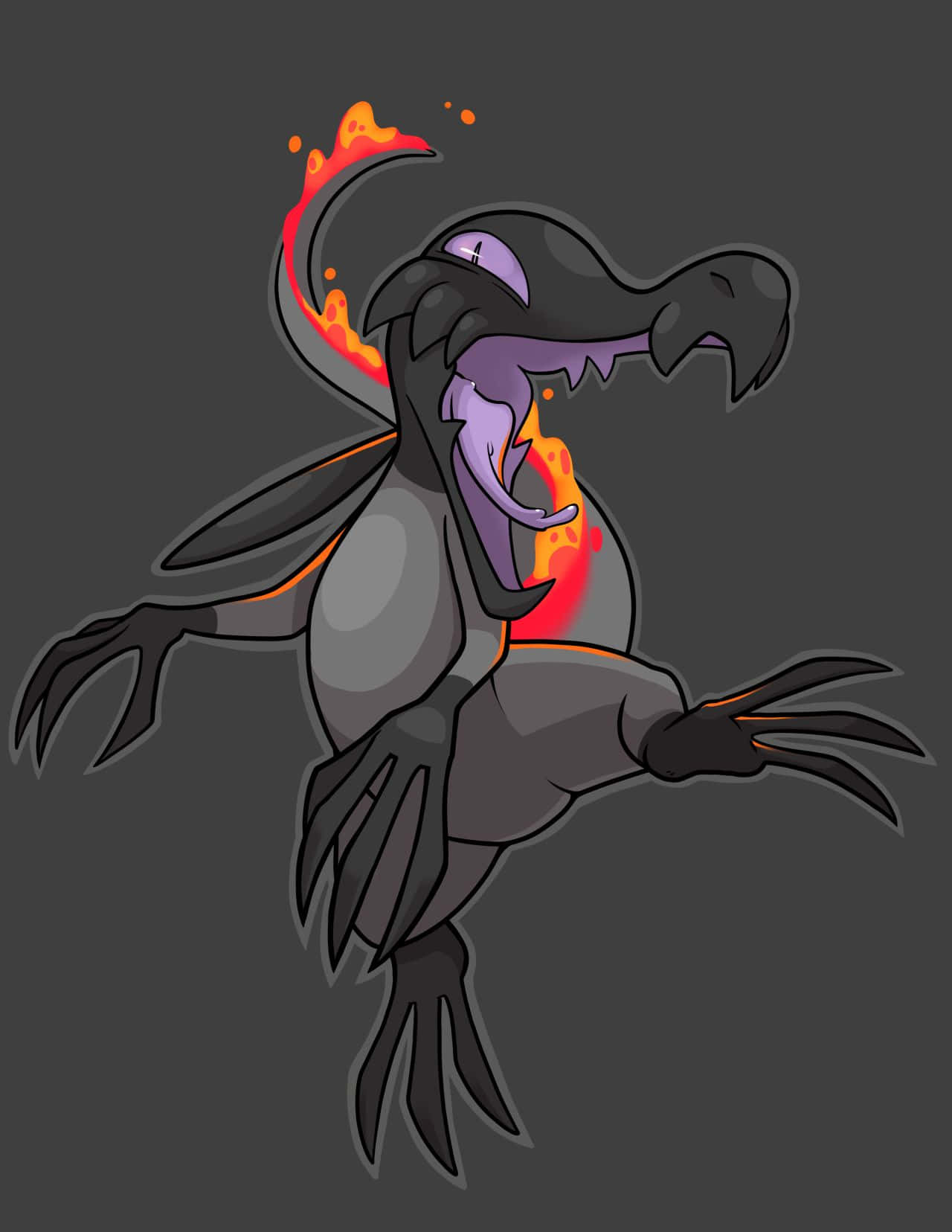 Salandit, flaming tail, black scales, HD Phone Wallpaper