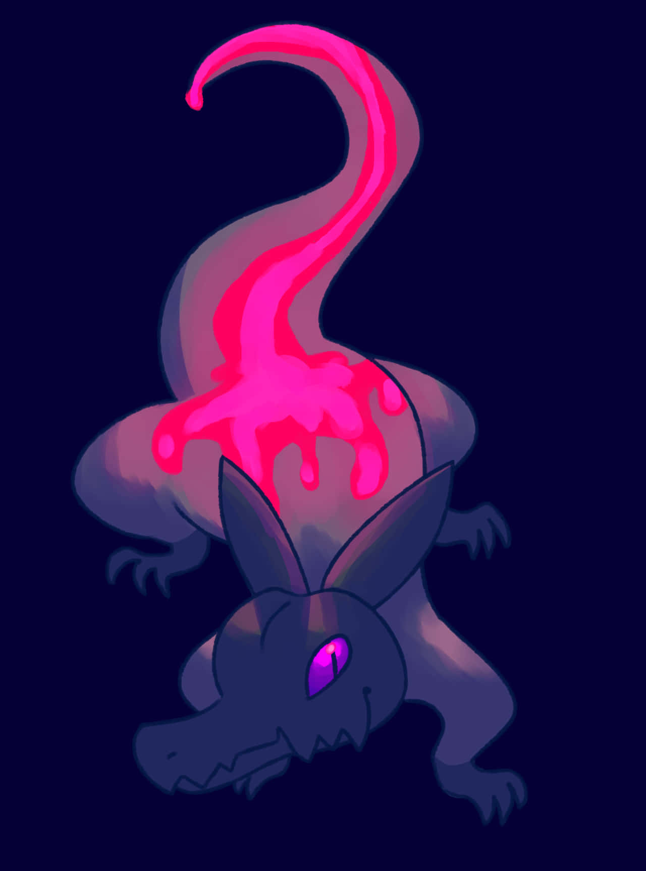 Salandit, glowing pink tail, dark purple dragon, HD Phone Wallpaper