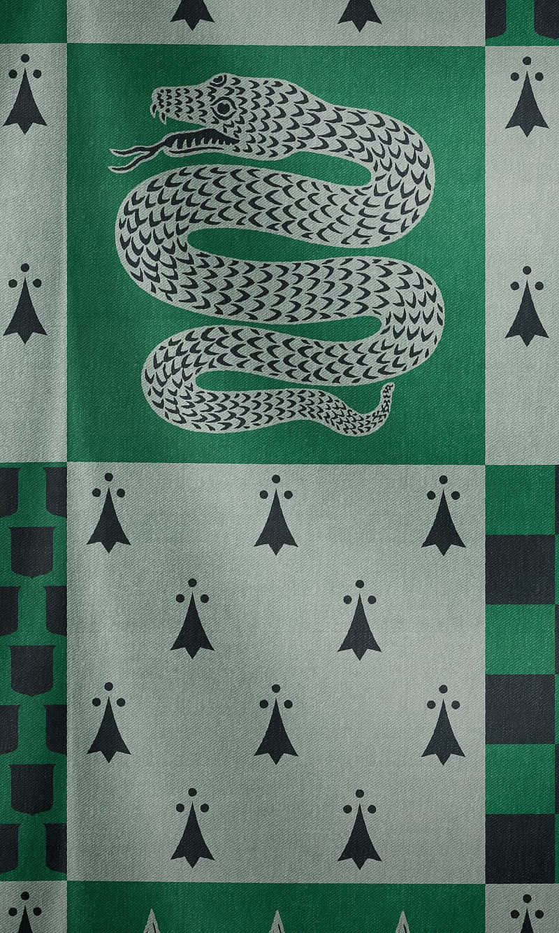 Slytherin, green and gray checkered wallpaper, snake with scale patterns, HD Phone Wallpaper