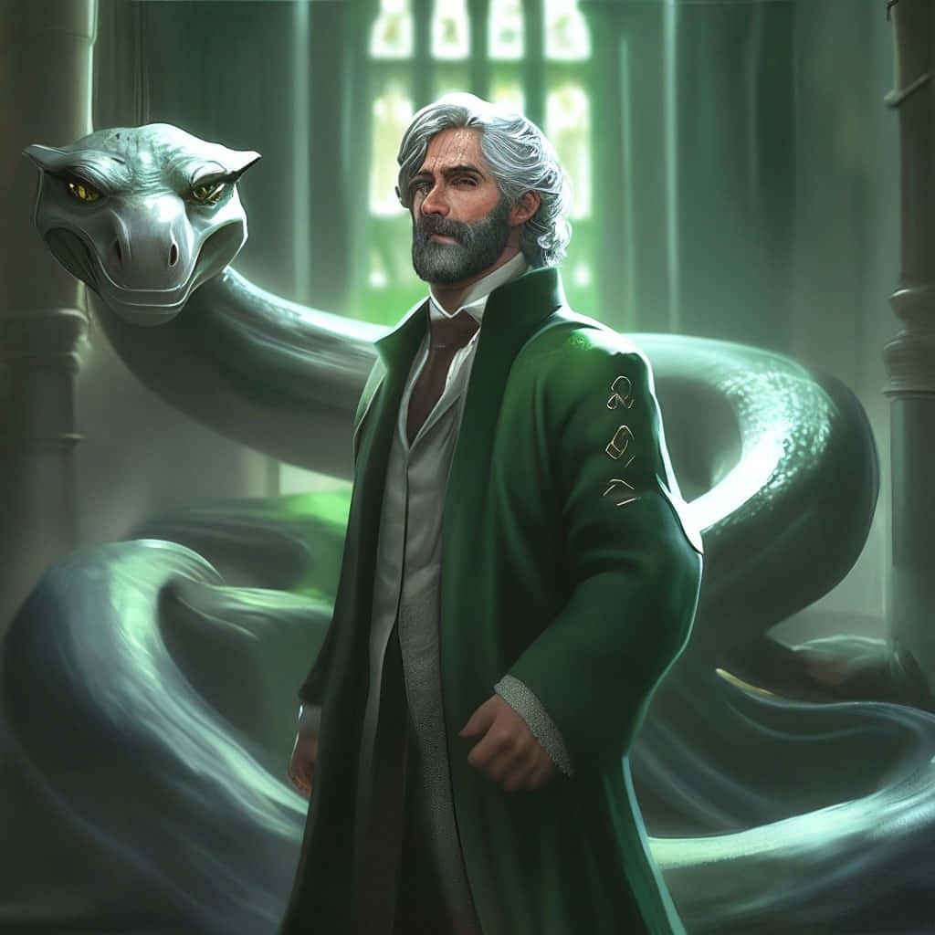 Salazar Slytherin, silver serpent, gothic hall, SD Desktop Wallpaper
