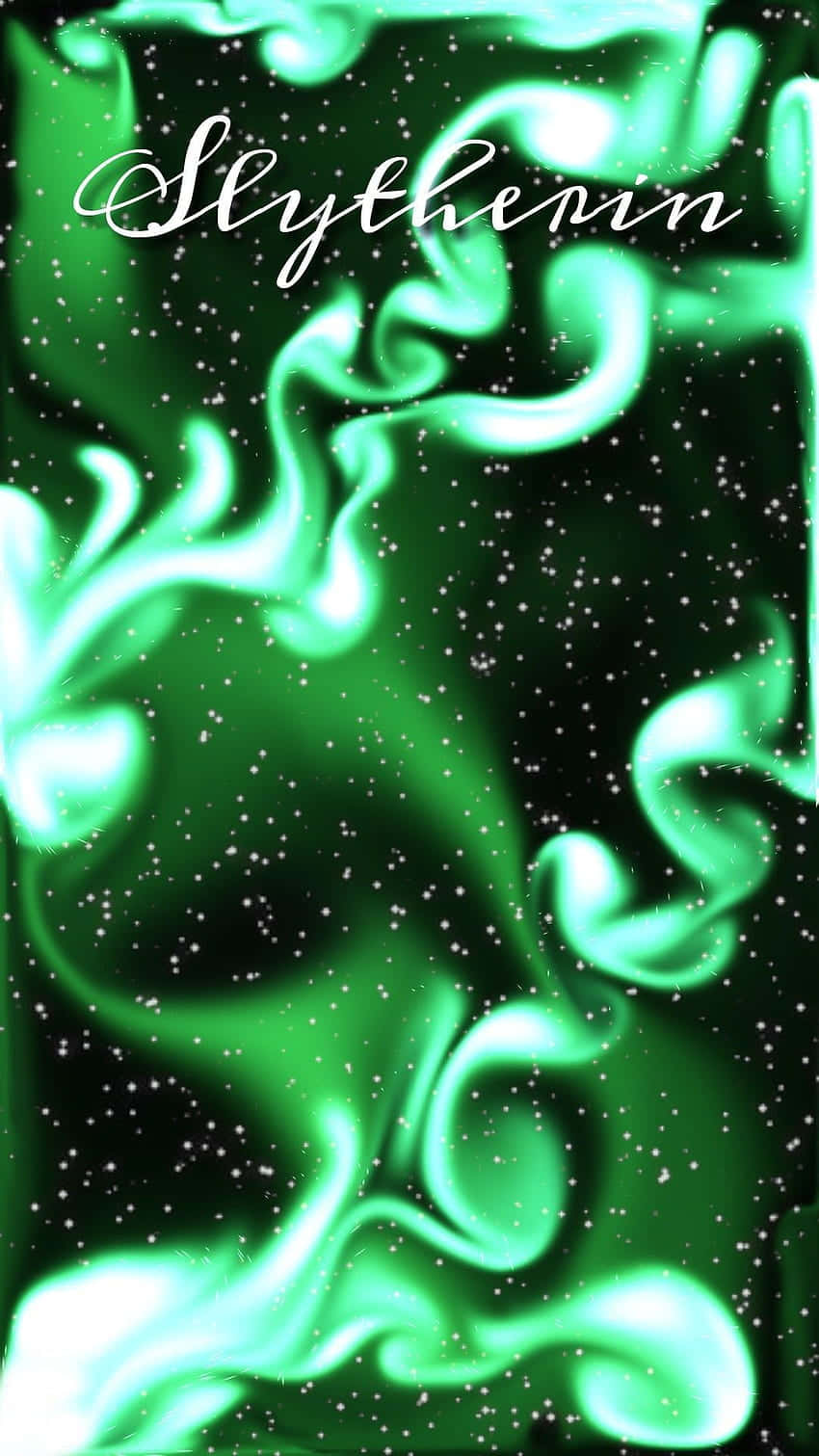 Slytherin, vibrant green swirling aurora patterns, starry black background, HD Phone Wallpaper