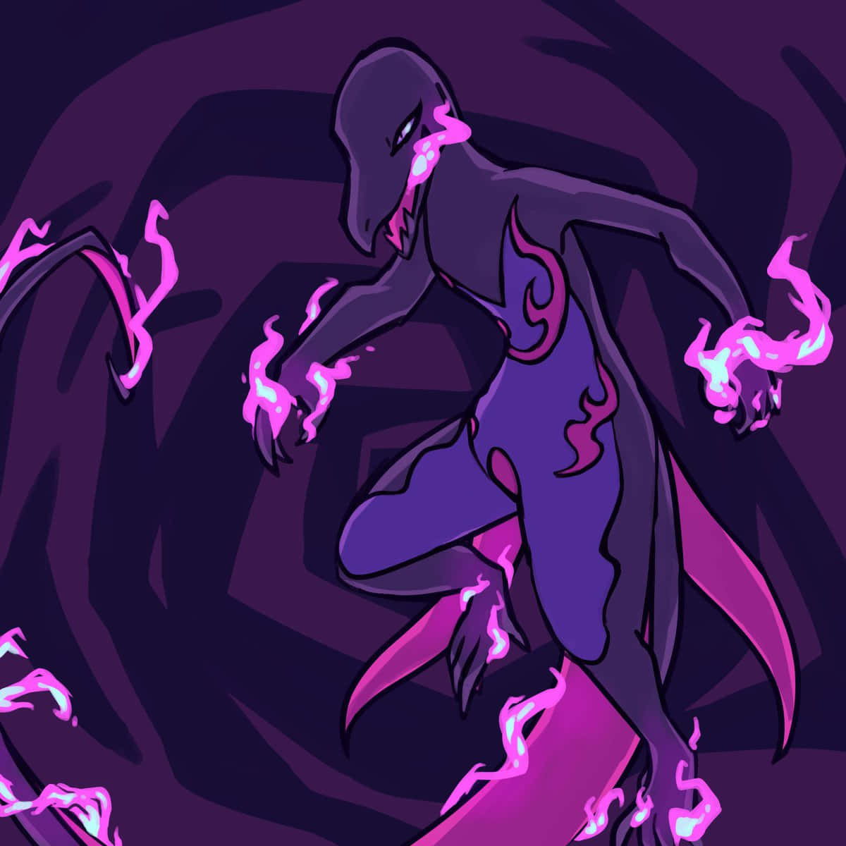 Salazzle, poison breath, dark purple, SD Desktop Wallpaper